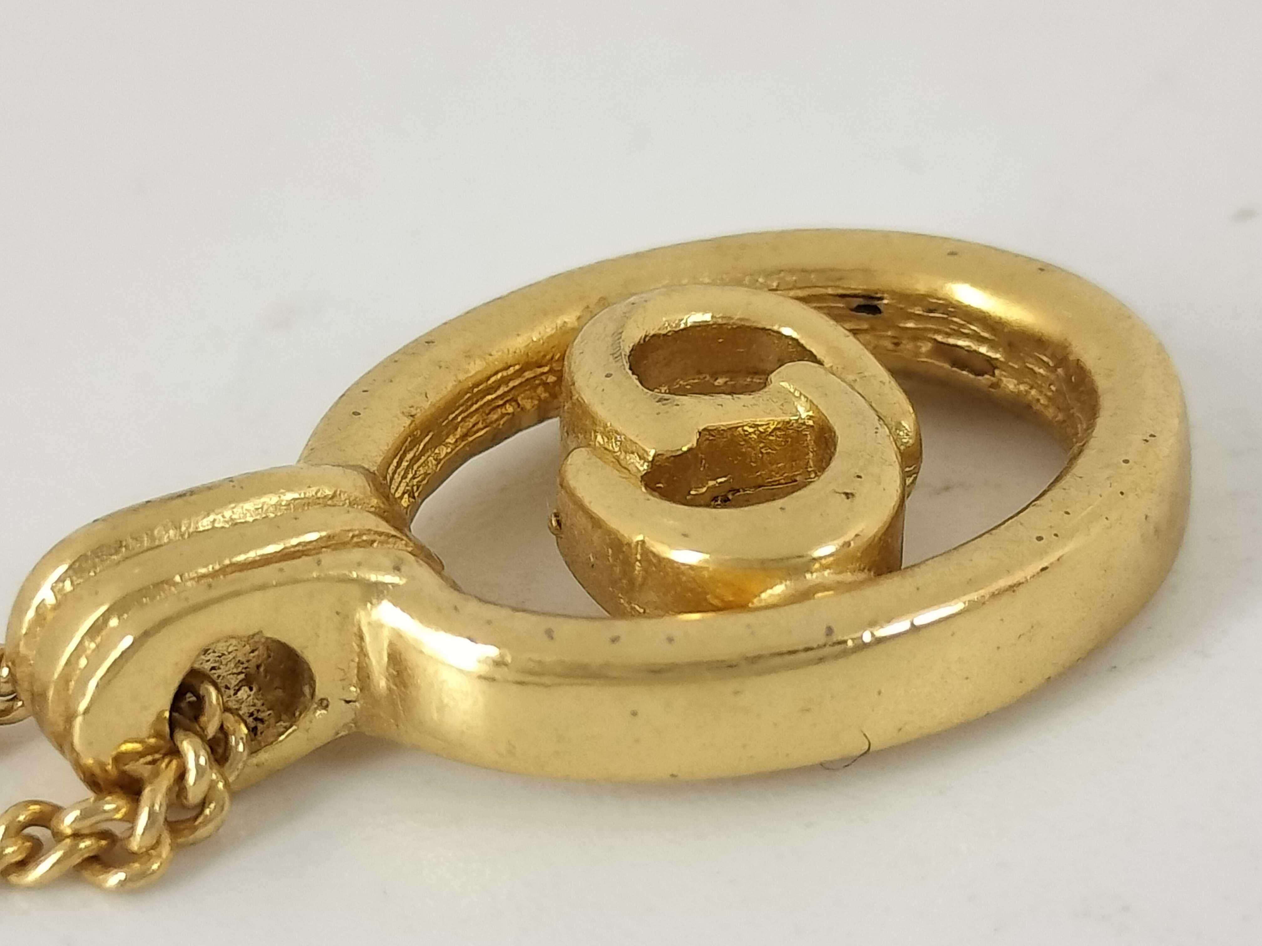CD Logo Oval Gold Necklace — view 9