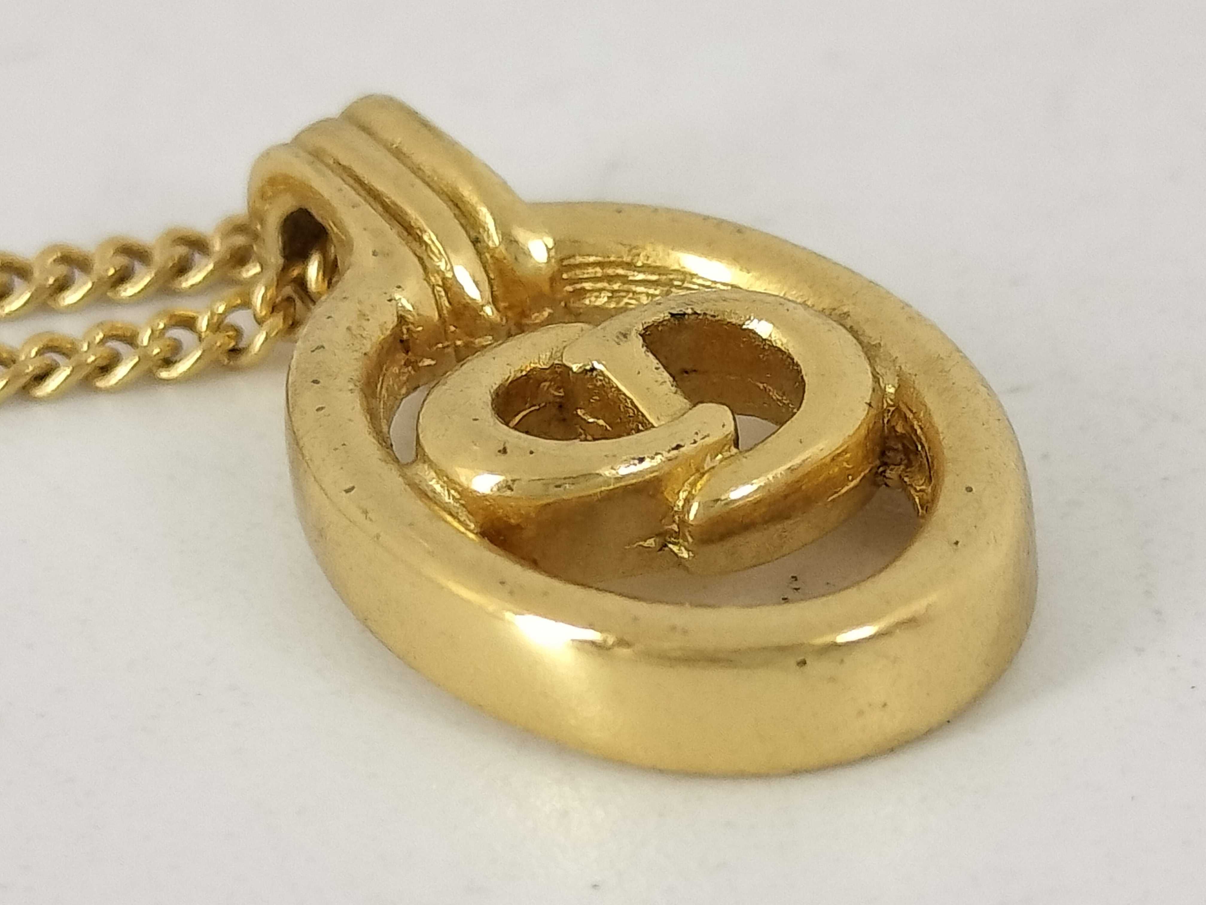 CD Logo Oval Gold Necklace — view 10