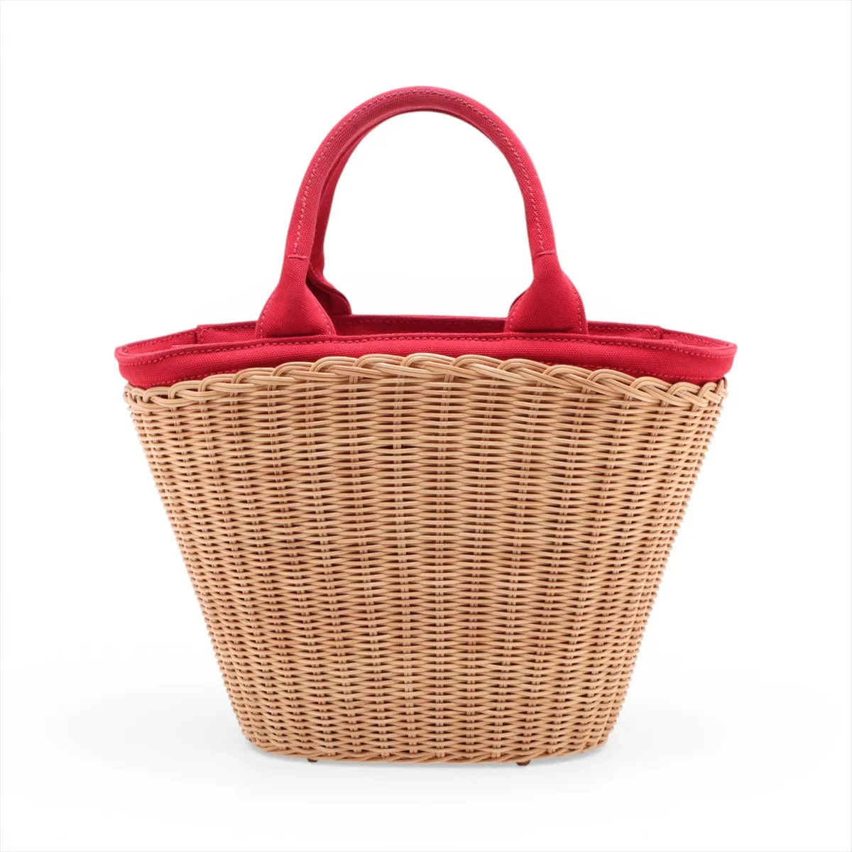 Canapa Rattan x Canvas 2WAY Handbag Beige x Red 1BG172 — view 2