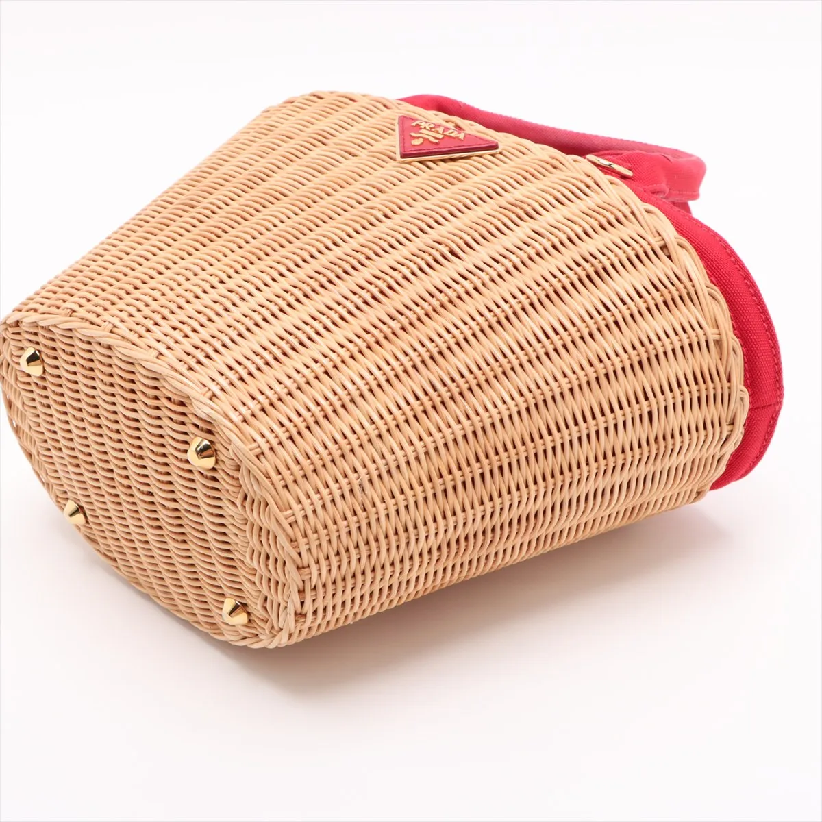 Canapa Rattan x Canvas 2WAY Handbag Beige x Red 1BG172 — view 3