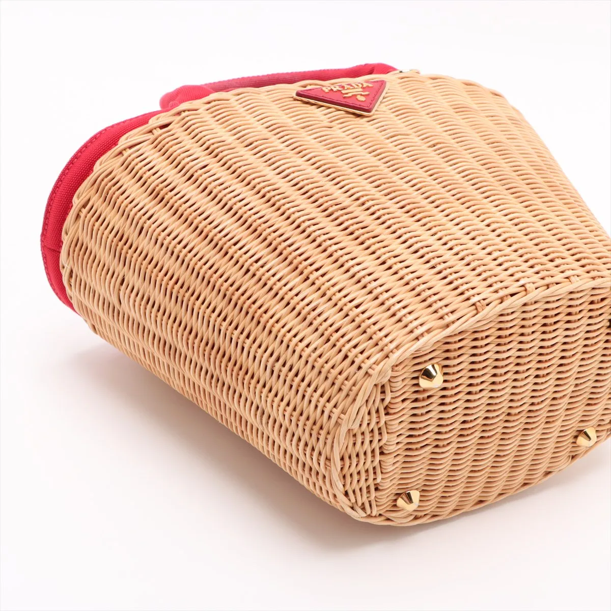 Canapa Rattan x Canvas 2WAY Handbag Beige x Red 1BG172 — view 4