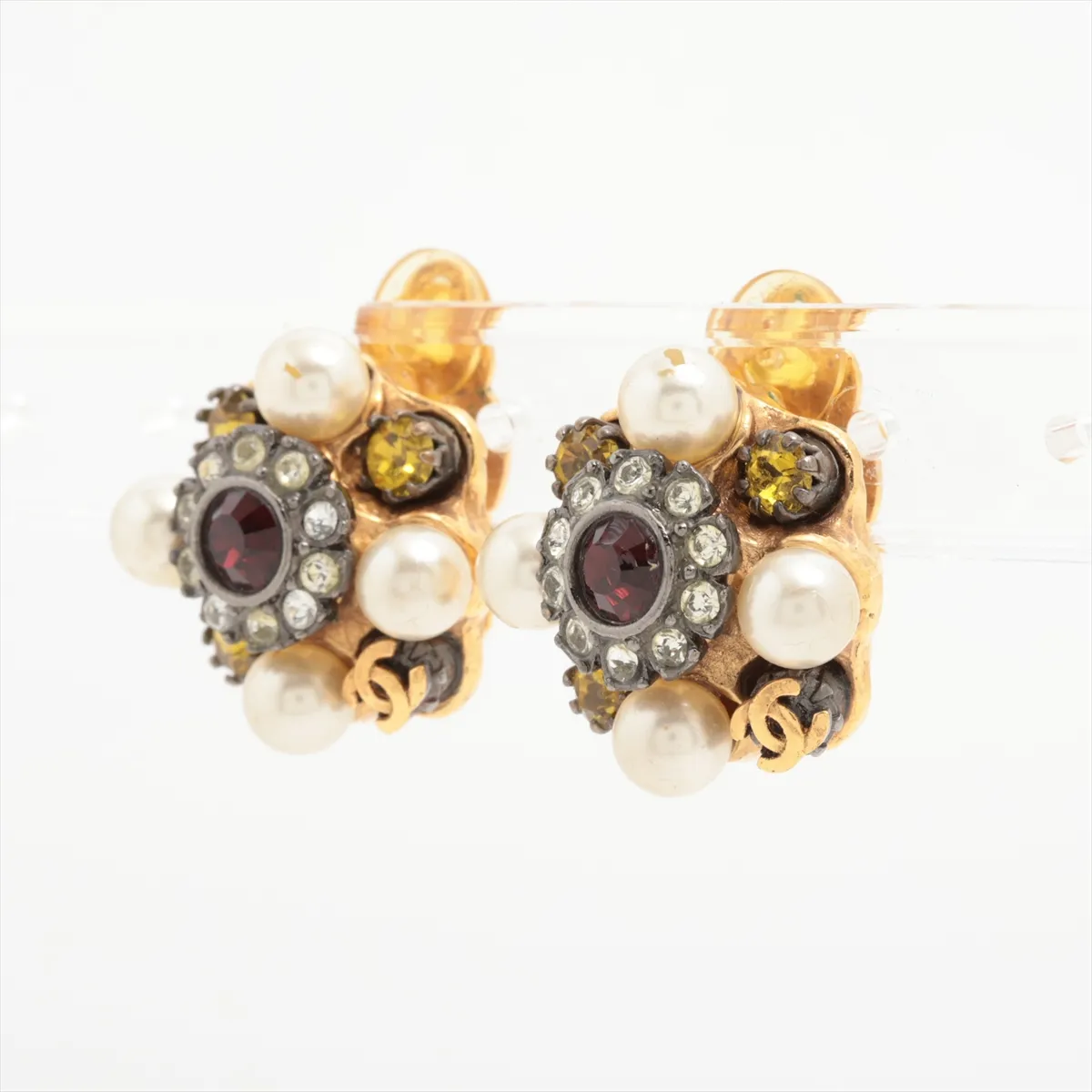 Cocomark 05A Earrings (for both ears) GP x Rhinestone x Fake Pearl Gold — view 3