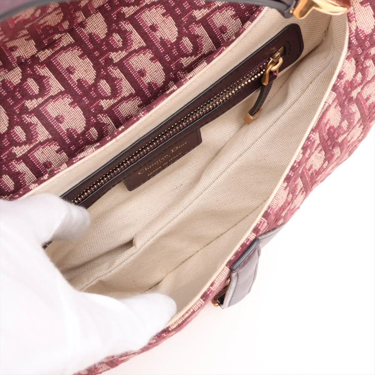 Trotter Saddle Bag Canvas x Leather 2-Way Shoulder Bag Red — view 8