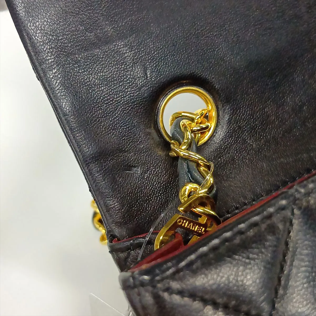 Matelassé Lambskin Single Flap Single Chain Bag, Black with Gold Hardware — view 12