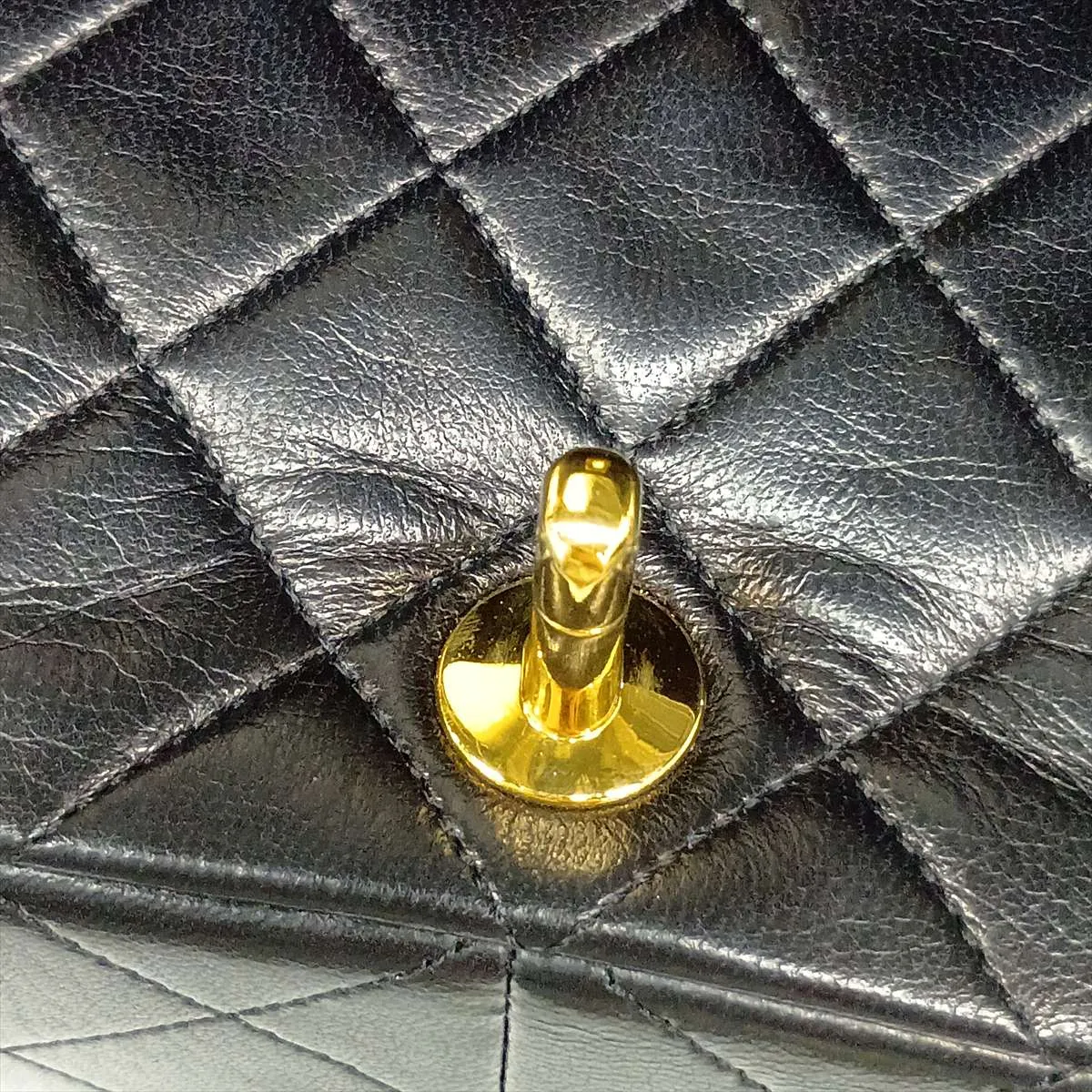 Matelassé Lambskin Single Flap Single Chain Bag, Black with Gold Hardware — view 15