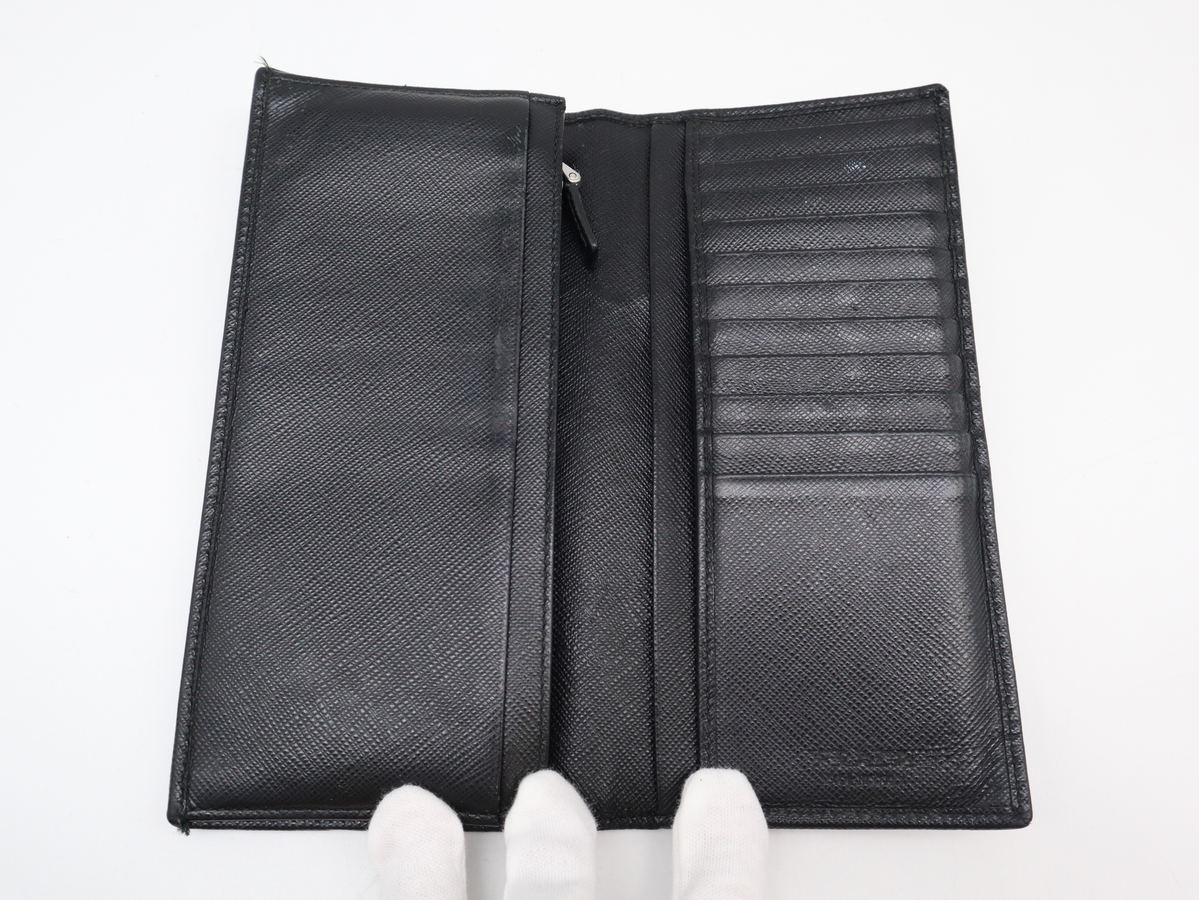 2MV836 Saffiano Leather Long Wallet, Black, with Guarantee Card and Box. — view 7