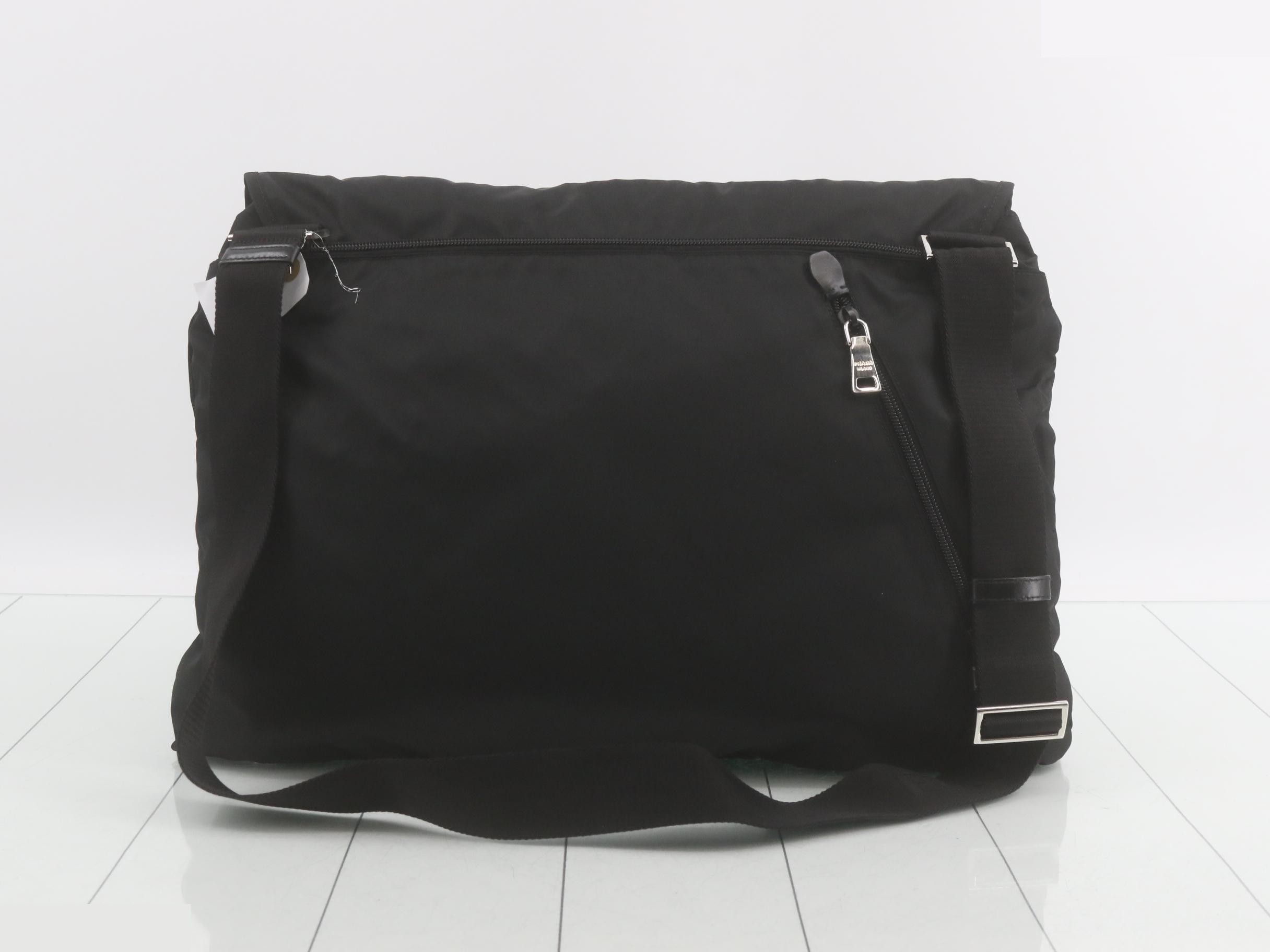 Nylon Flap Shoulder Bag, Black — view 2