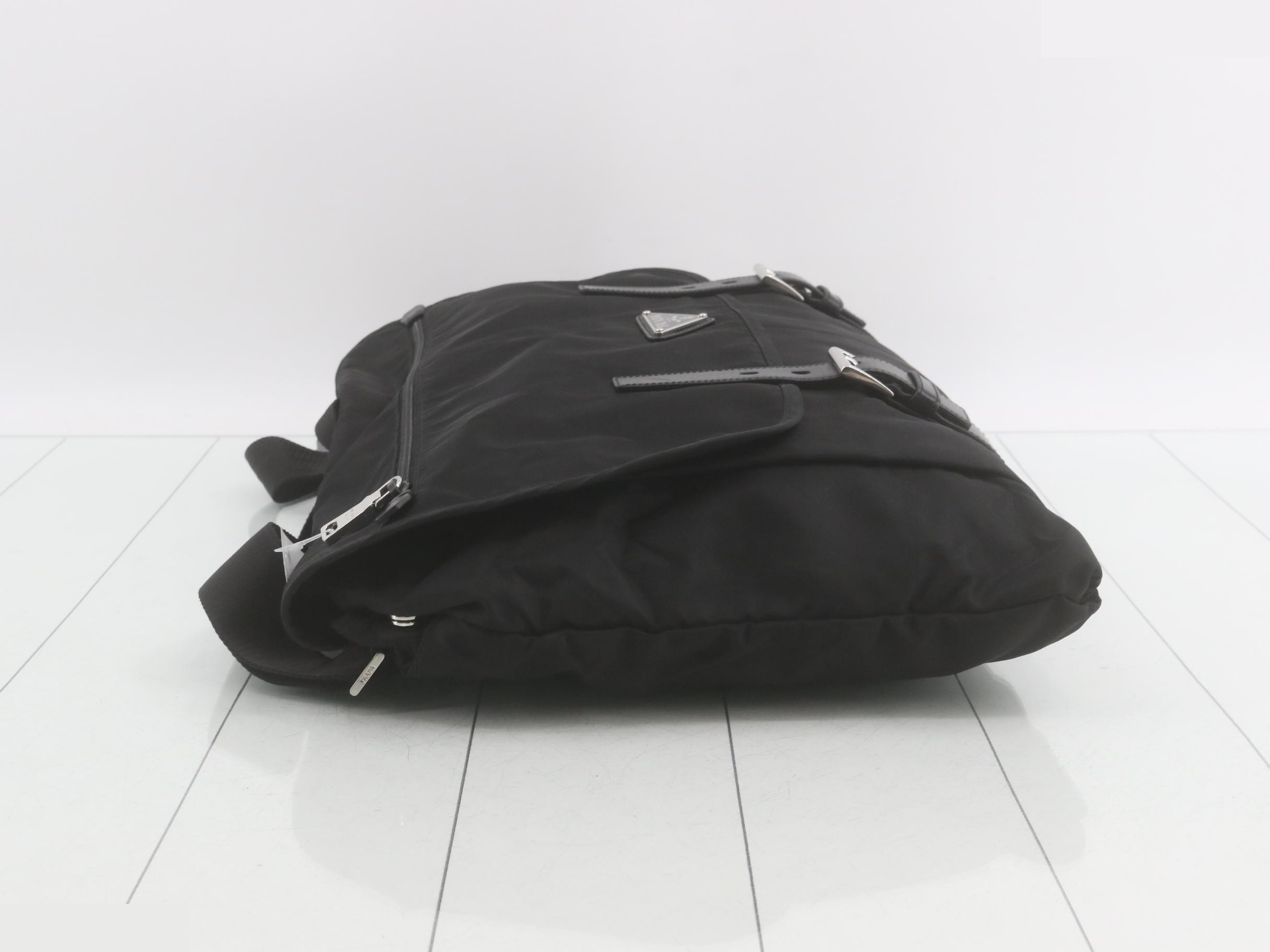 Nylon Flap Shoulder Bag, Black — view 4