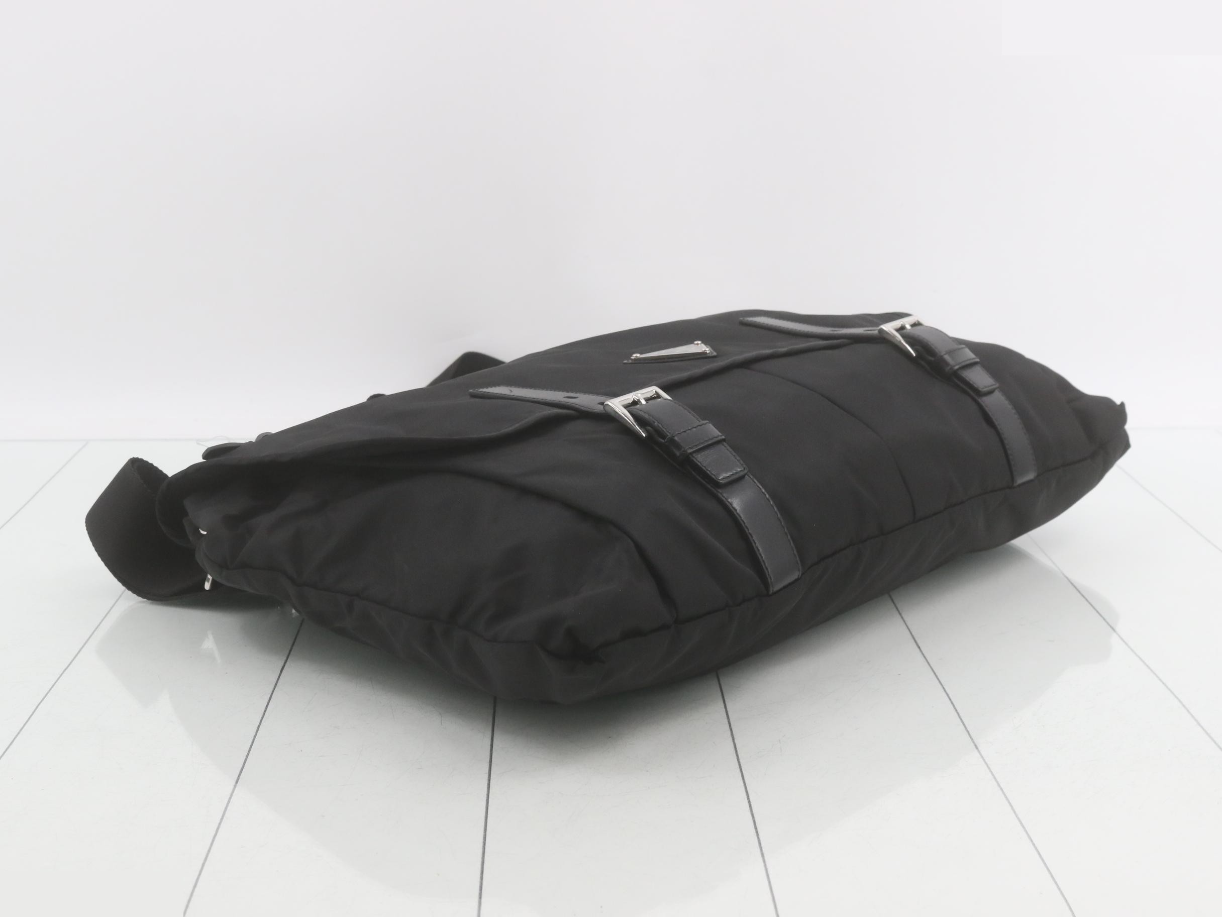 Nylon Flap Shoulder Bag, Black — view 5