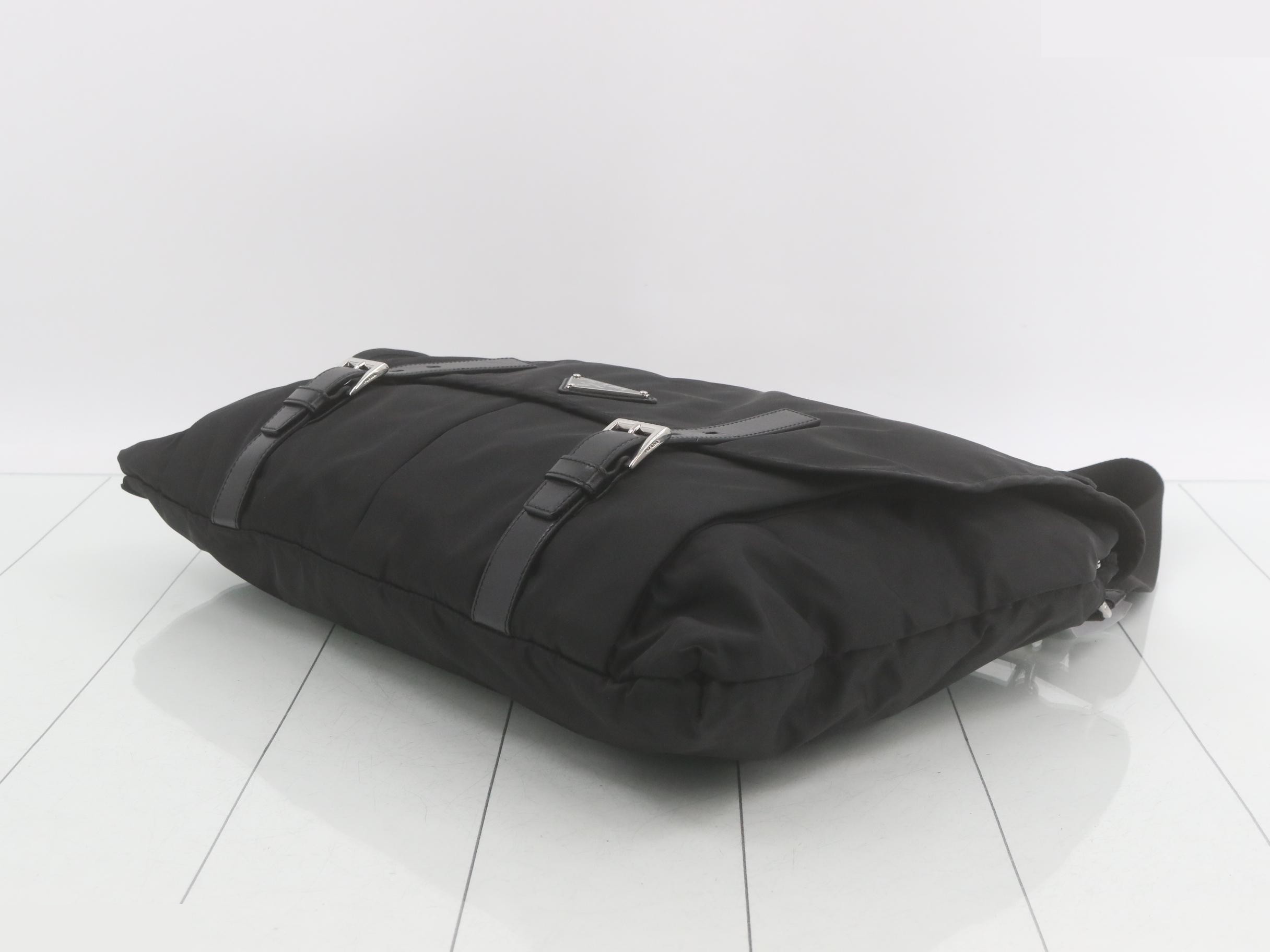 Nylon Flap Shoulder Bag, Black — view 6