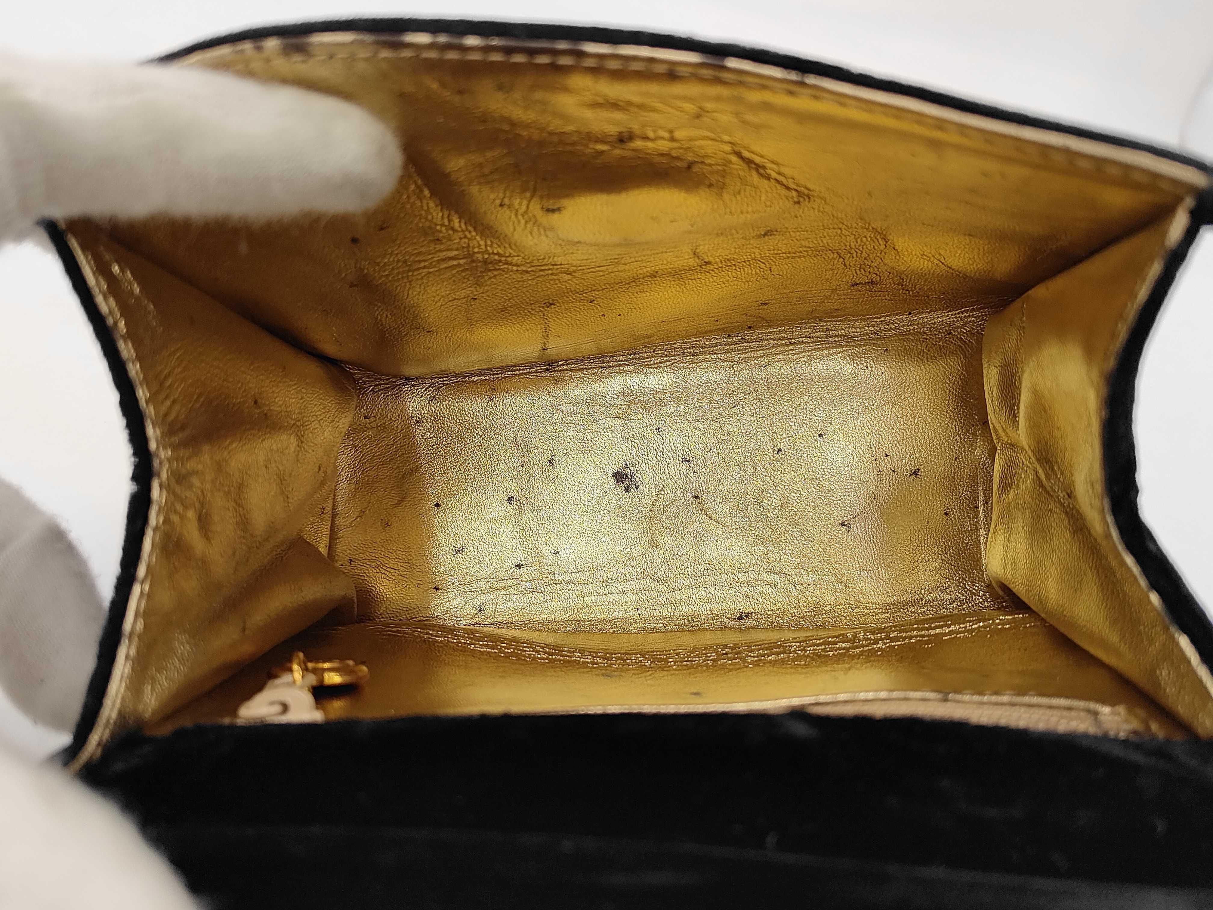 Mini Handbag, Twist Handle, Velour, Black, Gold Hardware — view 9