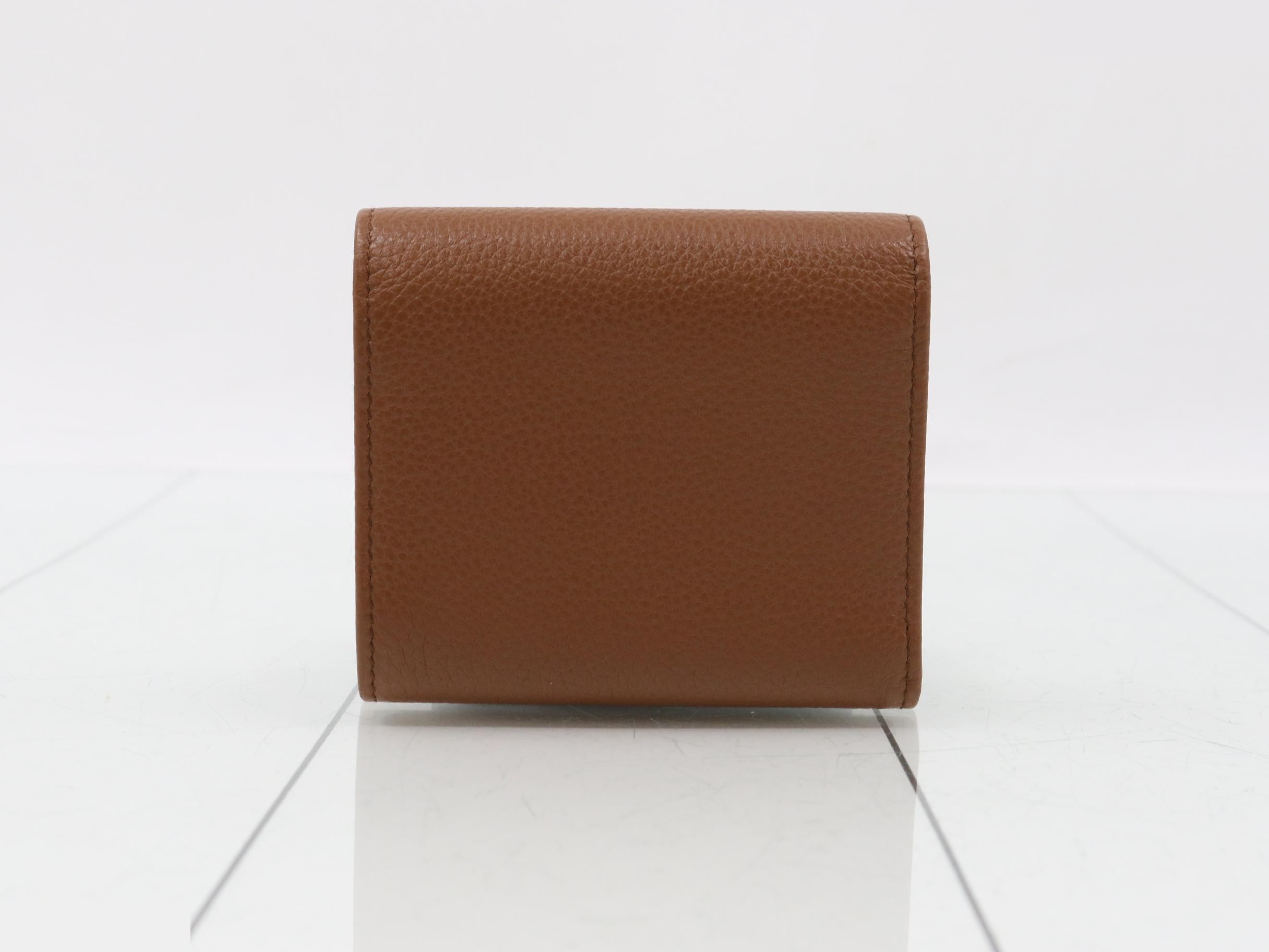Leather Tri-fold Wallet, Brown — view 2