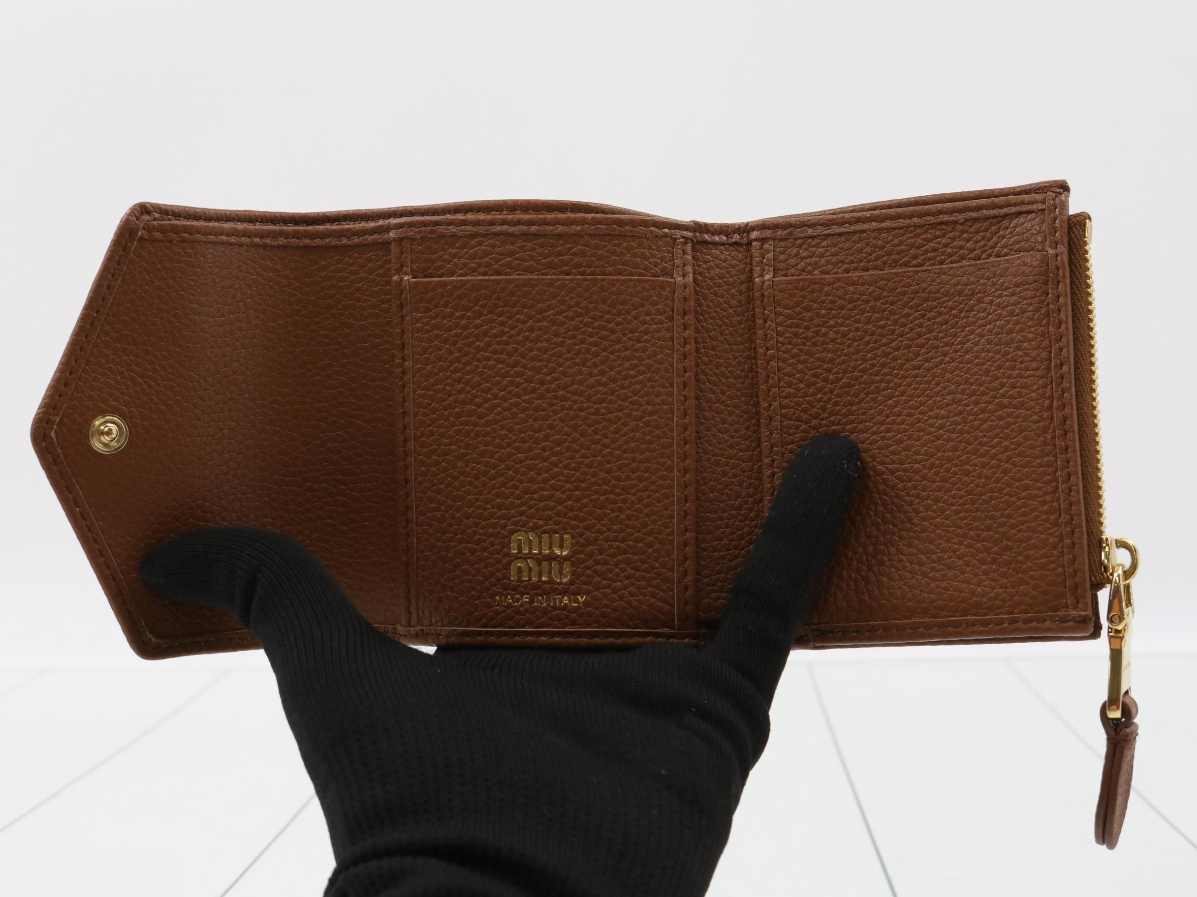 Leather Tri-fold Wallet, Brown — view 4