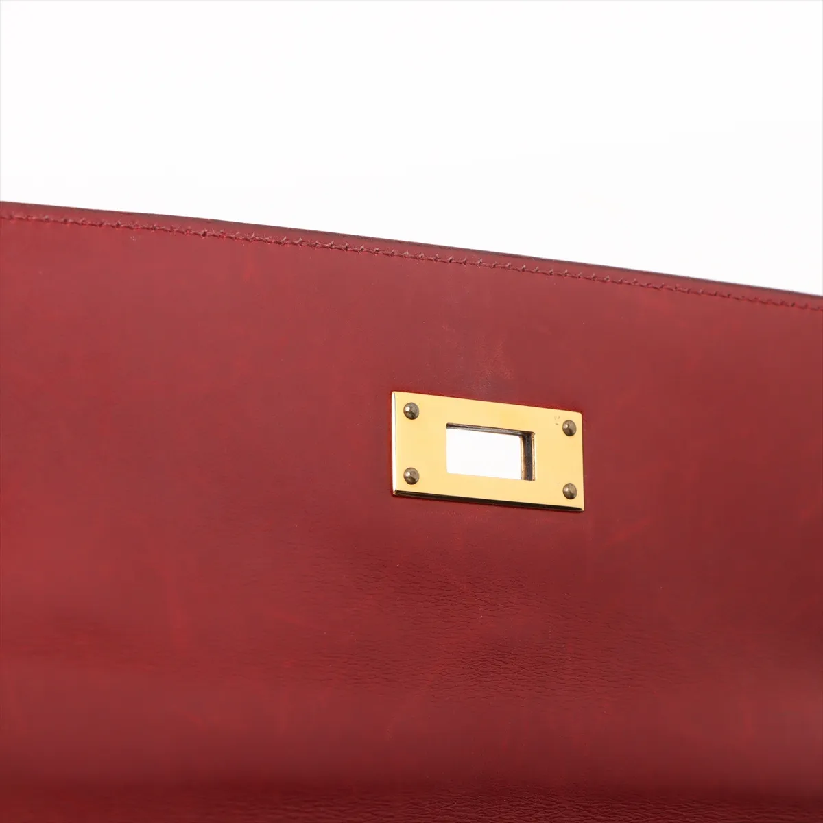 [Individually wrapped] Hermes Kelly 32 Le Tourne Box Calf Rouge Ash Gold Hardware W:1993 — view 13
