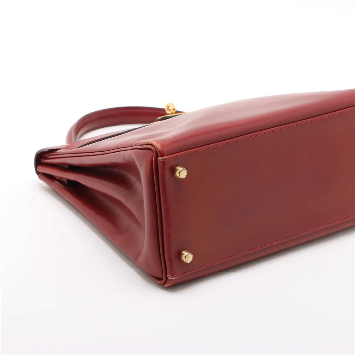 [Individually wrapped] Hermes Kelly 32 Le Tourne Box Calf Rouge Ash Gold Hardware W:1993 — view 4