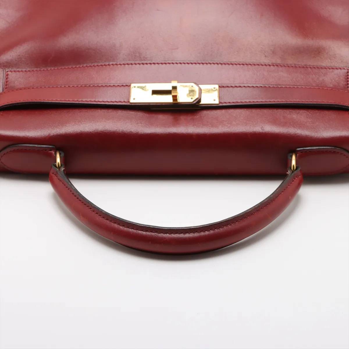 [Individually wrapped] Hermes Kelly 32 Le Tourne Box Calf Rouge Ash Gold Hardware W:1993 — view 5