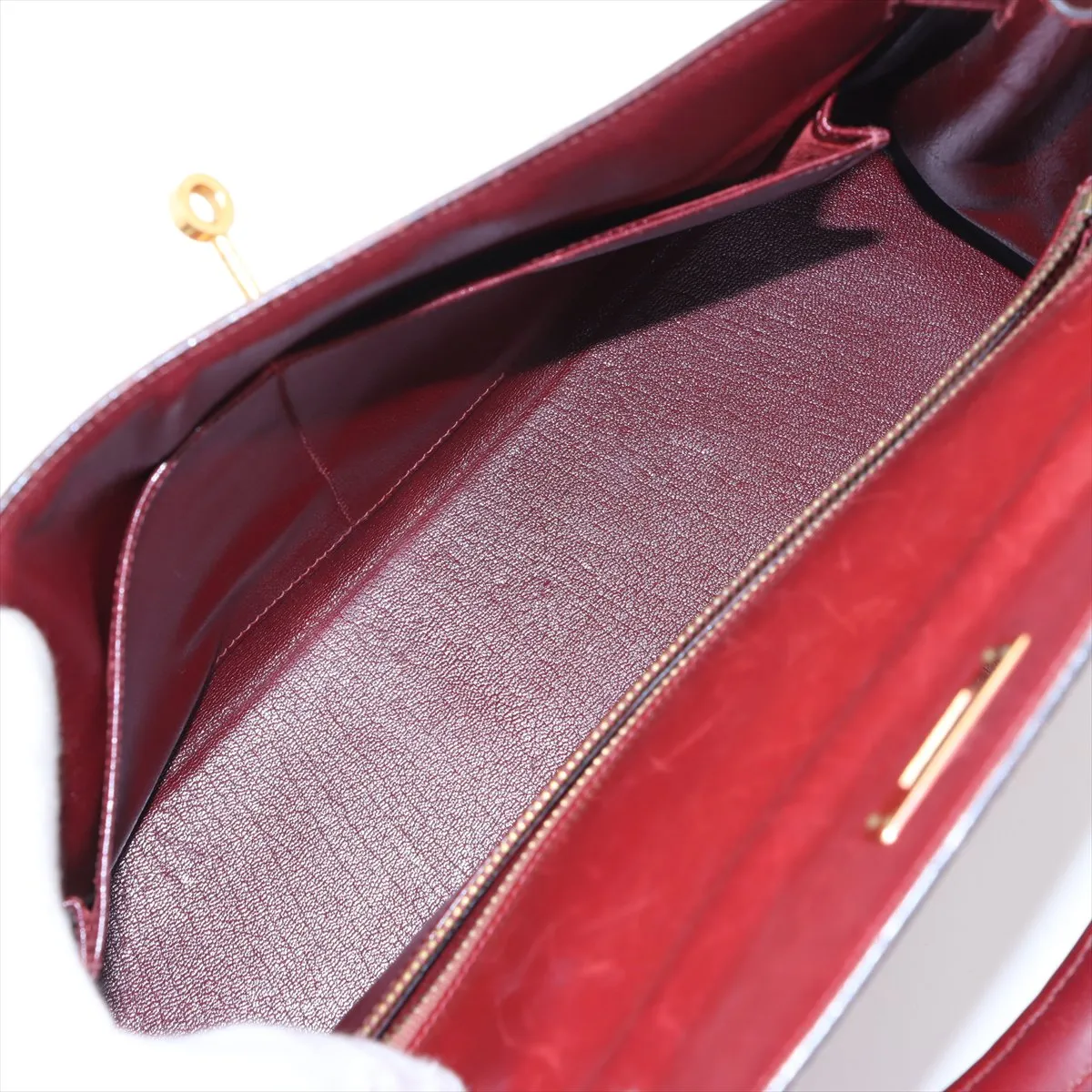 [Individually wrapped] Hermes Kelly 32 Le Tourne Box Calf Rouge Ash Gold Hardware W:1993 — view 8