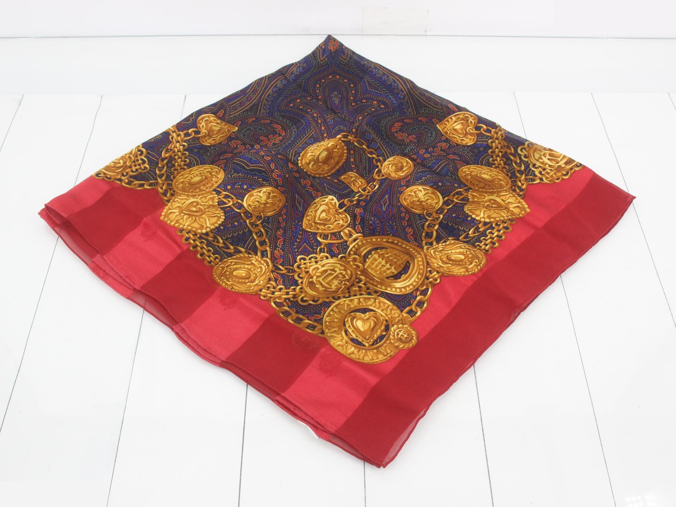 Chain pattern, red, 100% silk — view 2