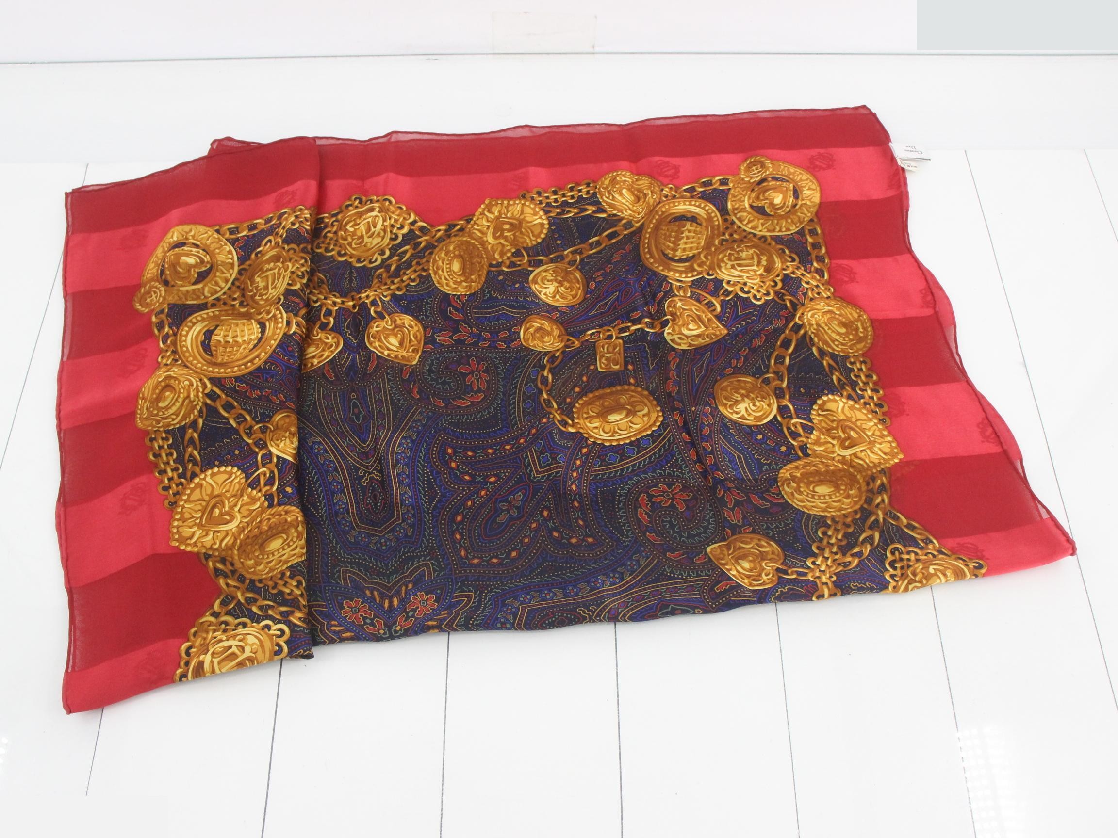 Chain pattern, red, 100% silk — view 3