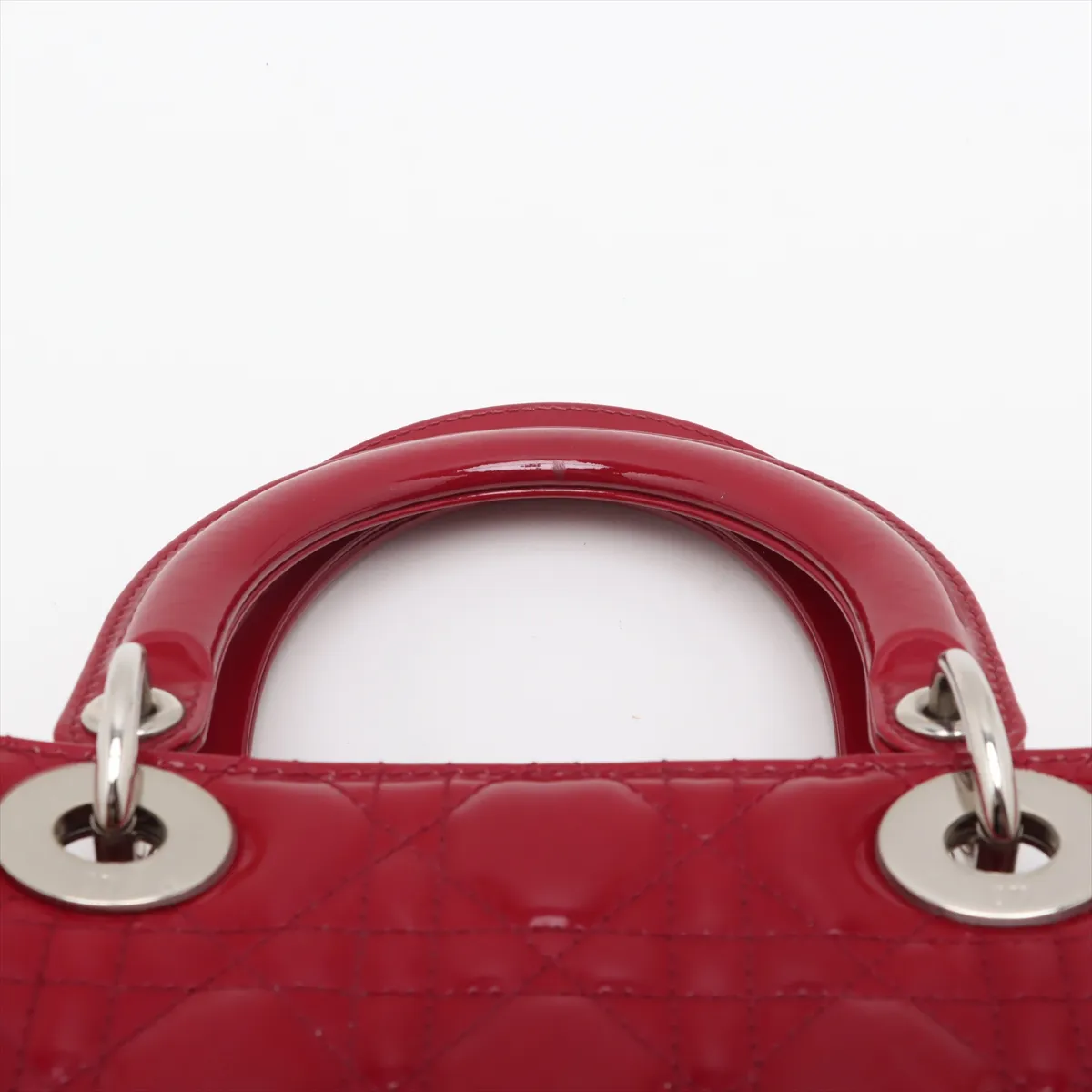 Cannage Lady Dior Patent Leather Handbag Red — view 6