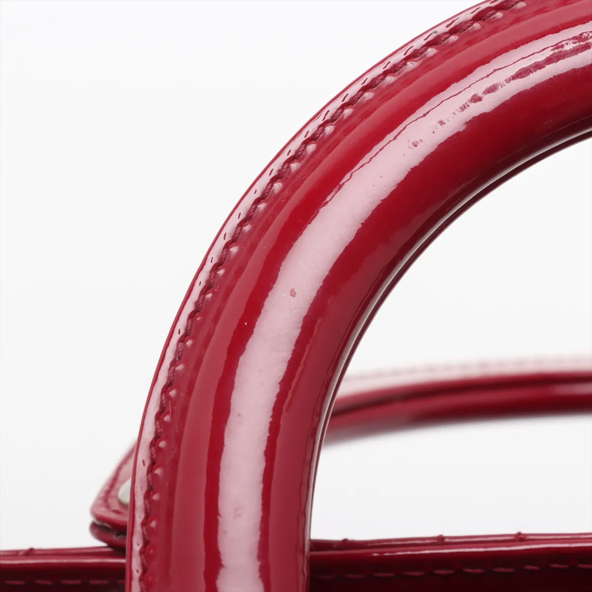 Cannage Lady Dior Patent Leather Handbag Red — view 10