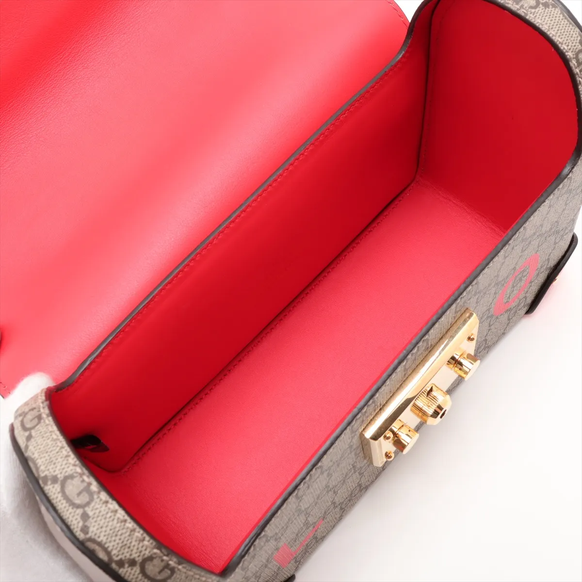 GG Supreme Bamboo 603221 PVC x Leather 2-Way Handbag Beige x Red — view 8