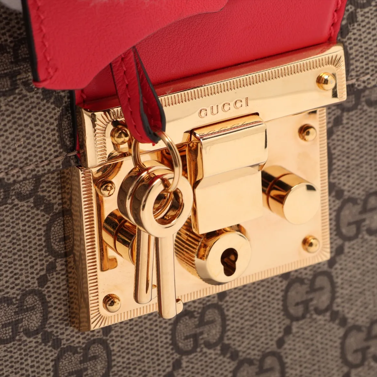 GG Supreme Bamboo 603221 PVC x Leather 2-Way Handbag Beige x Red — view 10