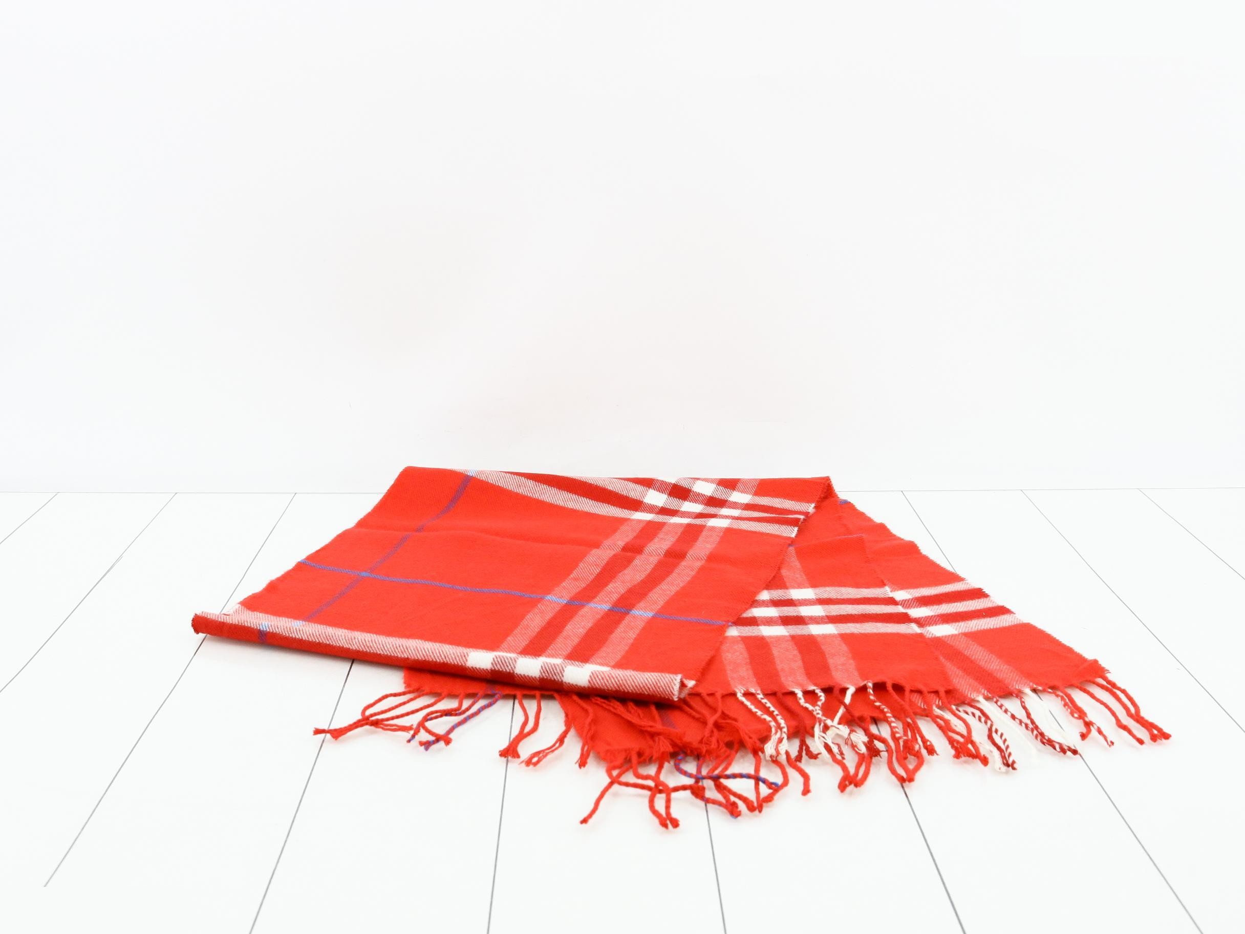 Nova Check Scarf, Red, 100% Wool — view 3
