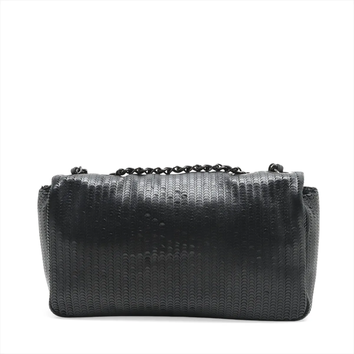 Coco Mark Lambskin Single Flap Double Chain Bag Black Silver Hardware 19015975 19th Series — view 2