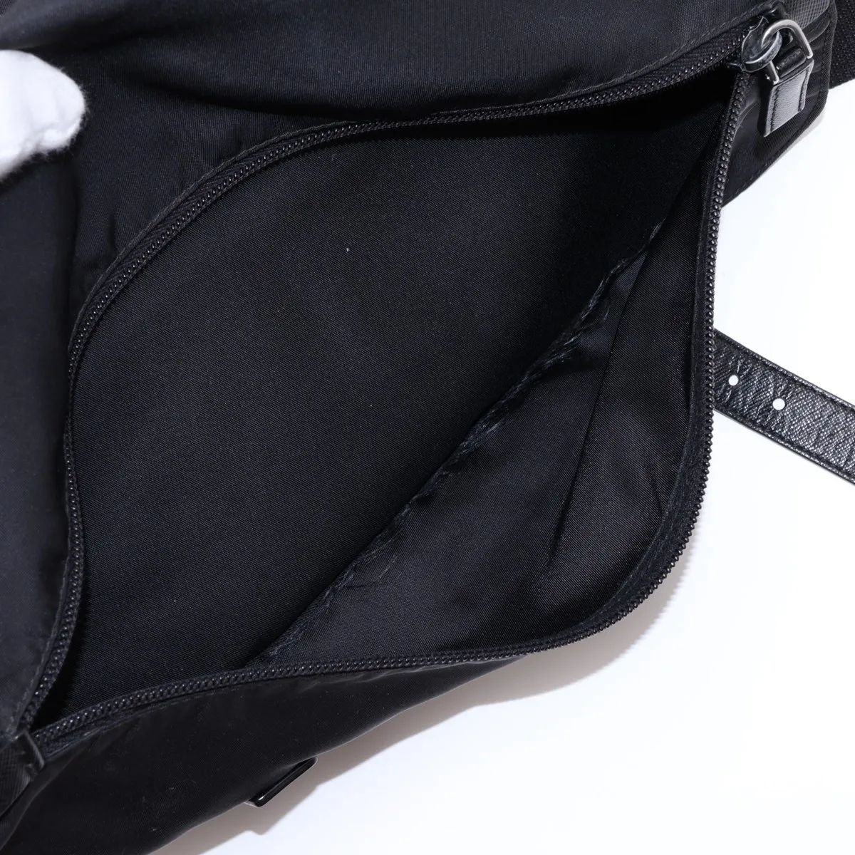 Tessuto Nylon x Leather Shoulder Bag, Black BT1738 — view 11