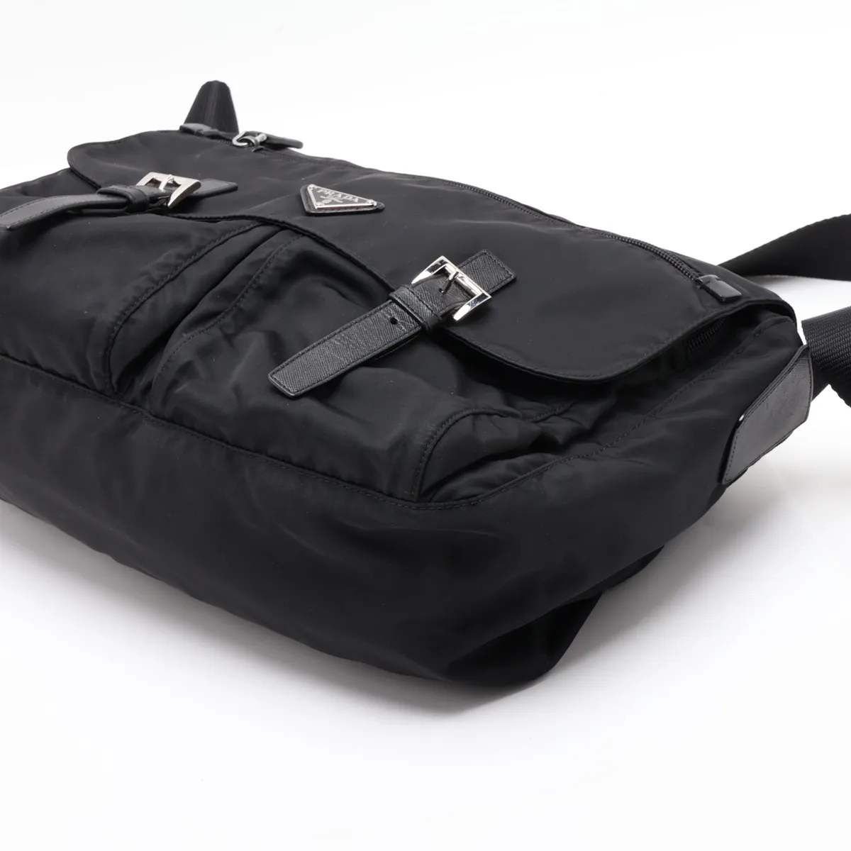 Tessuto Nylon x Leather Shoulder Bag, Black BT1738 — view 3