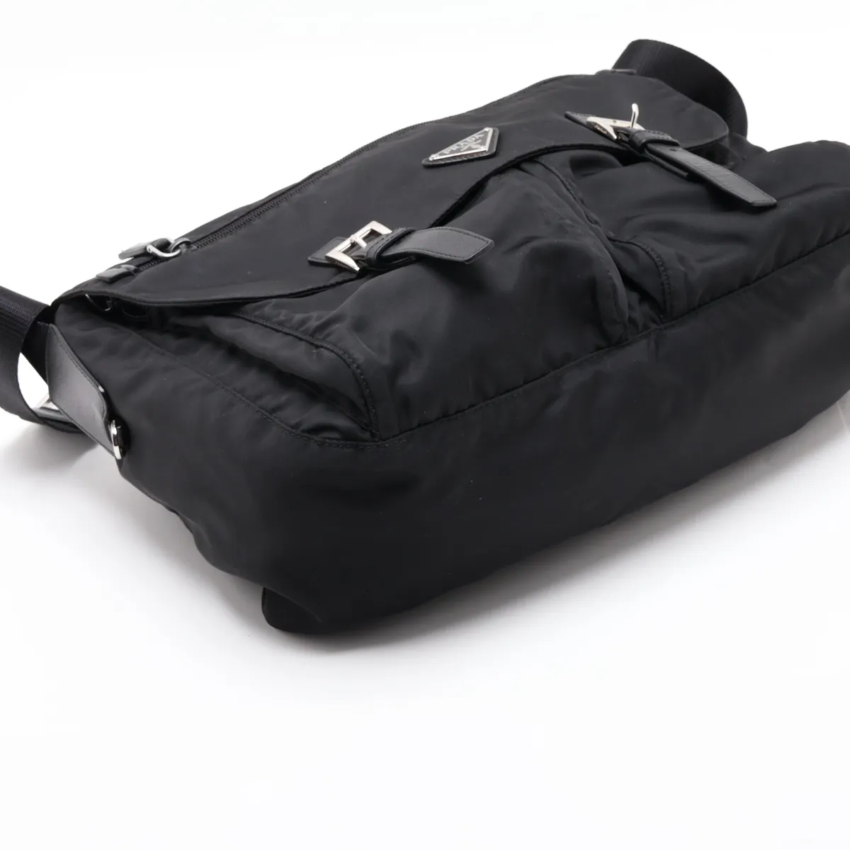 Tessuto Nylon x Leather Shoulder Bag, Black BT1738 — view 4