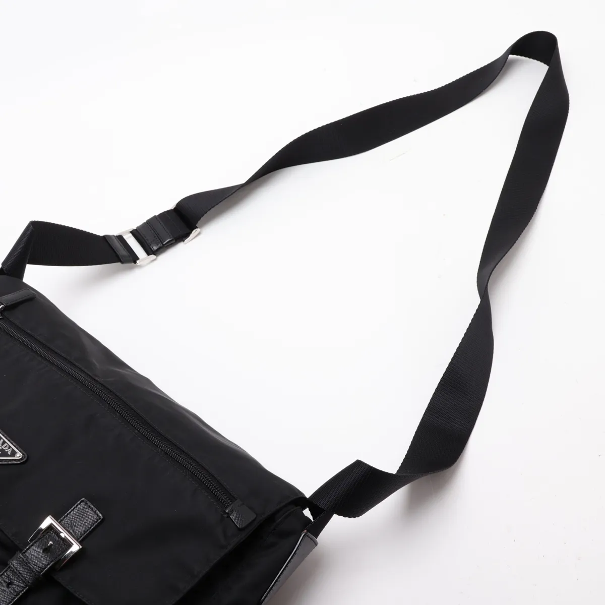 Tessuto Nylon x Leather Shoulder Bag, Black BT1738 — view 5