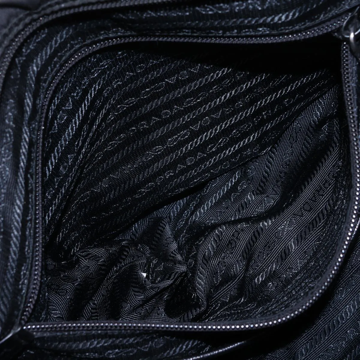 Tessuto Nylon x Leather Shoulder Bag, Black BT1738 — view 7