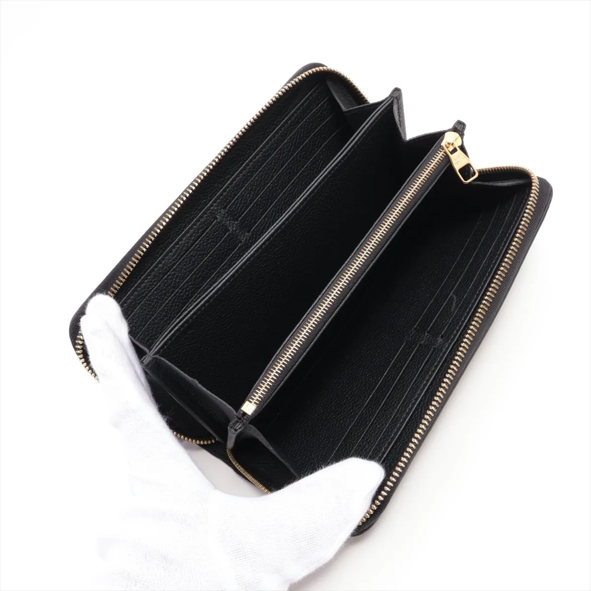 Bicolor Monogram Empreinte Zippy Wallet M80481 Noir x Cream Round Zip Wallet (RFID detected) — view 3