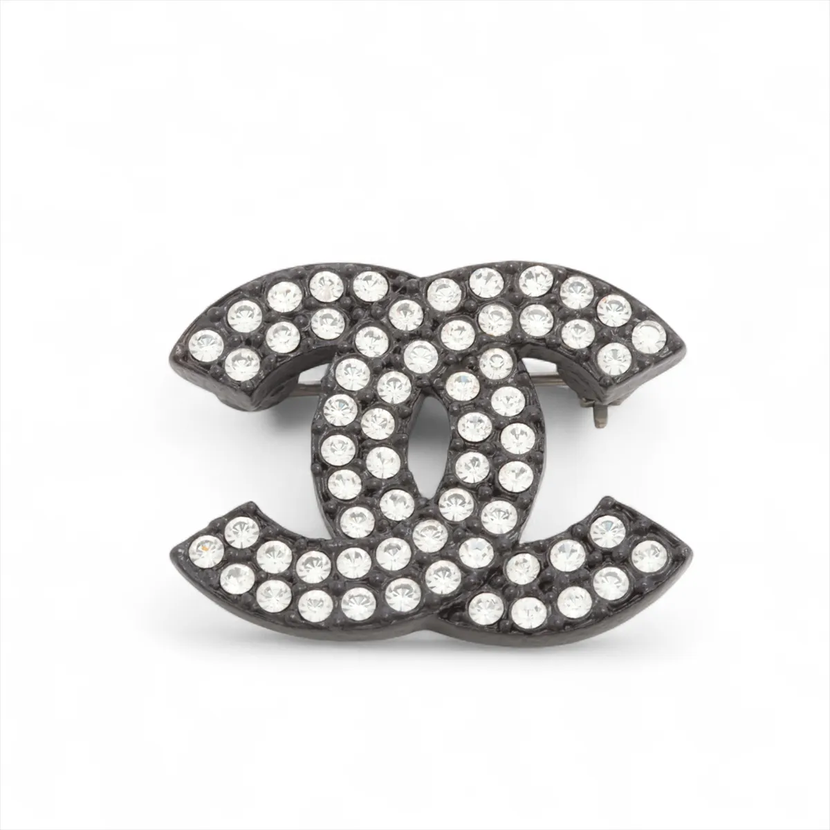Coco Mark 02A Brooch, Metal x Rhinestone, Black.