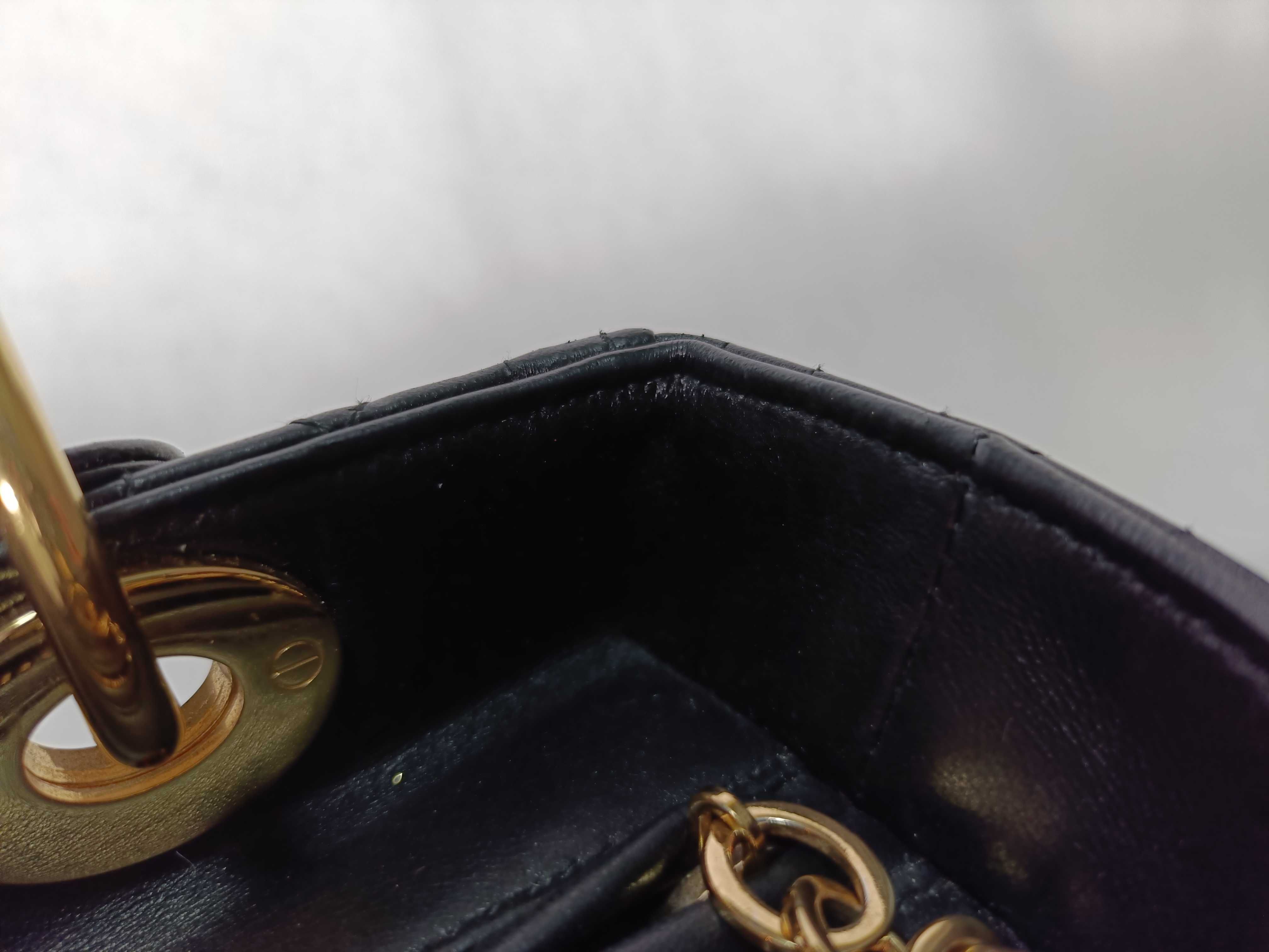 Lady Dior Black Cannage Lambskin Medium Handbag with Gold Hardware — view 15