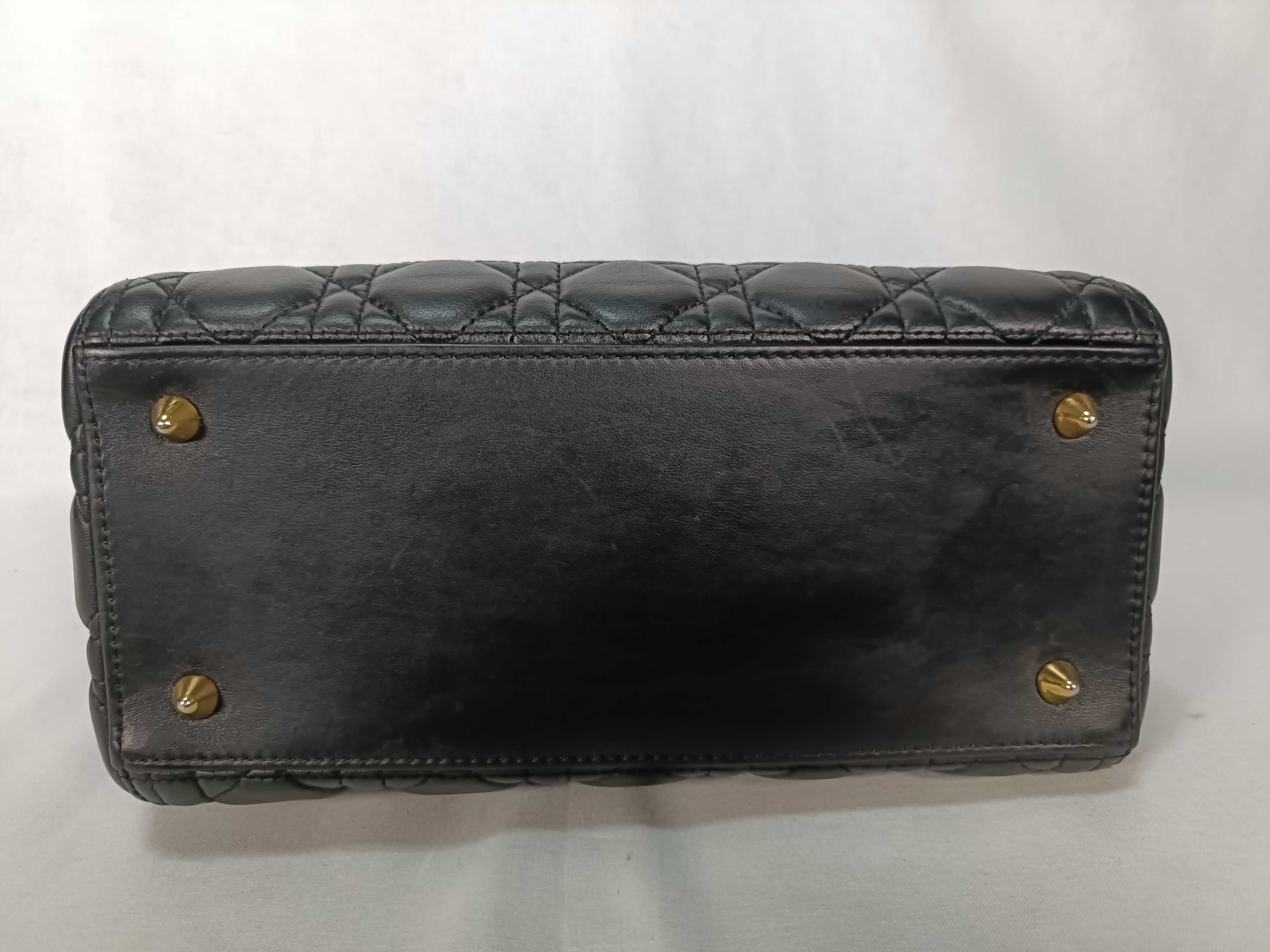 Lady Dior Black Cannage Lambskin Medium Handbag with Gold Hardware — view 3
