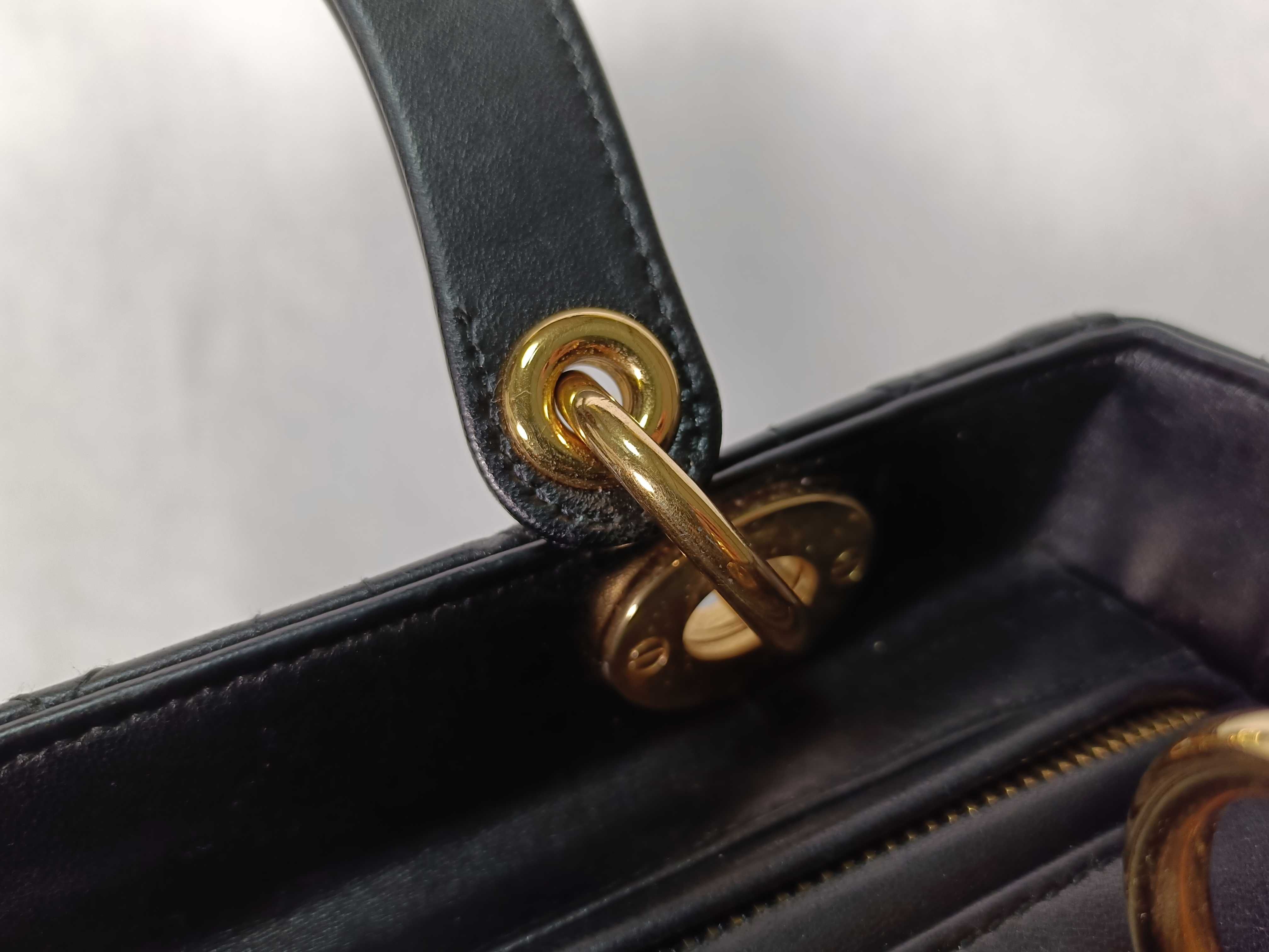 Lady Dior Black Cannage Lambskin Medium Handbag with Gold Hardware — view 8