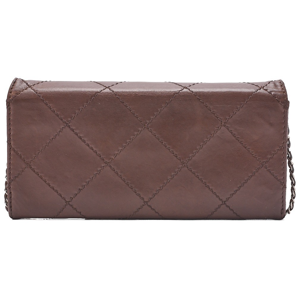 Calfskin Wild Stitch Chain Shoulder Bag, Brown — view 2