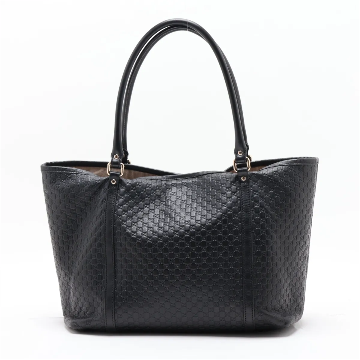 Microguccissima Leather Tote Bag, Black, 449647 (Outlet) — view 2