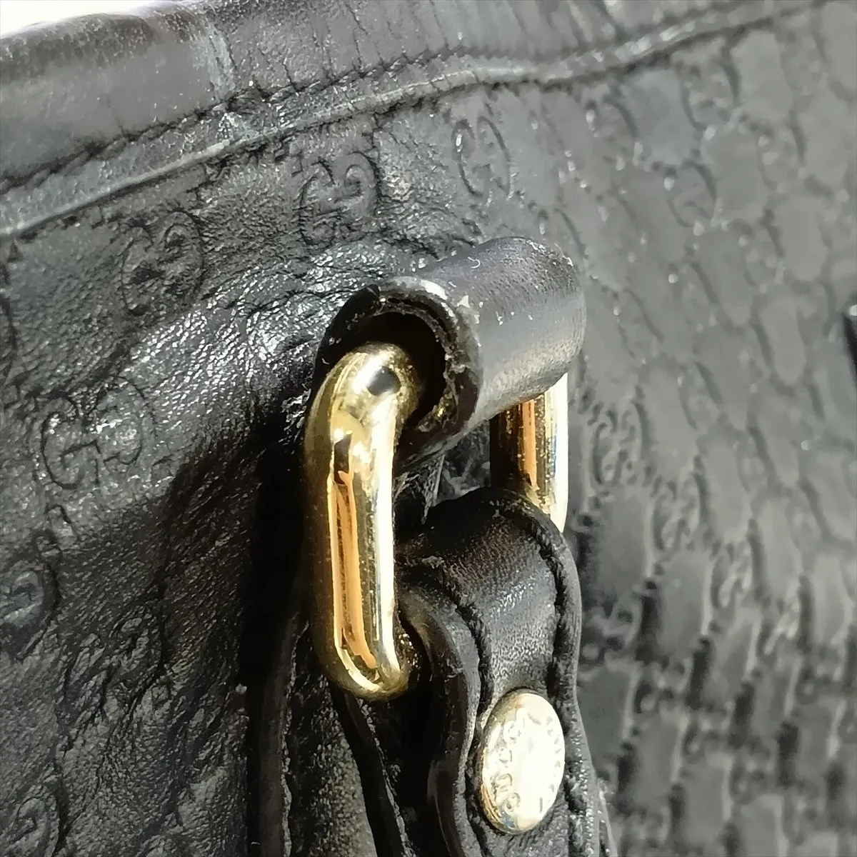 Microguccissima Leather Tote Bag, Black, 449647 (Outlet) — view 12