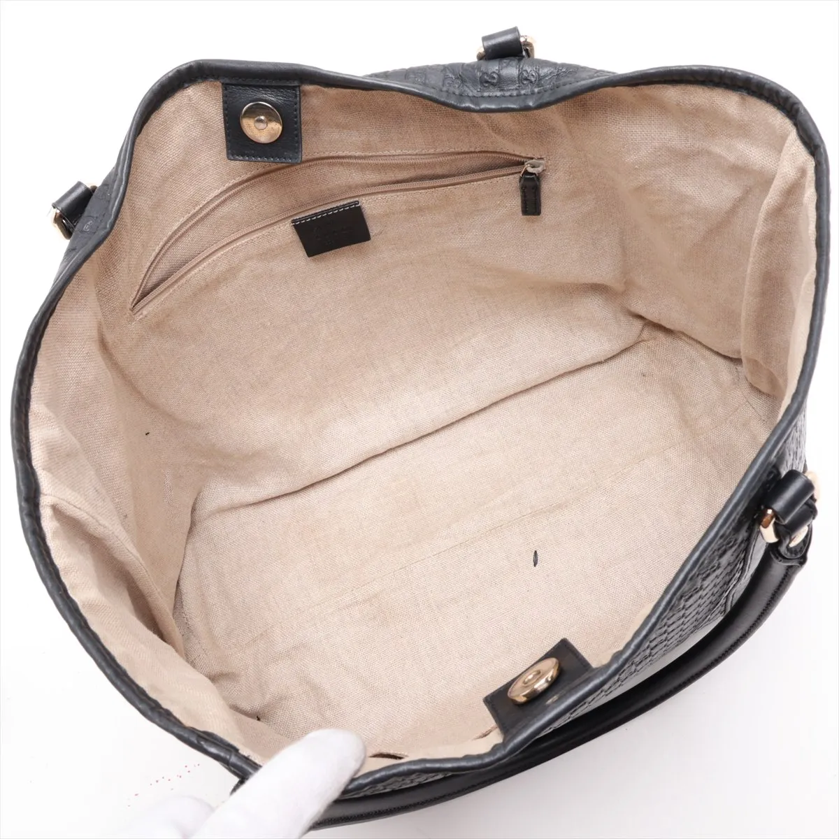 Microguccissima Leather Tote Bag, Black, 449647 (Outlet) — view 7