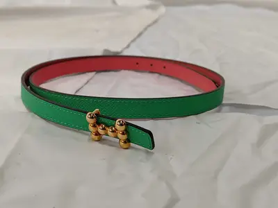 Pink Green Calfskin Reversible Belt (B Stamp)
