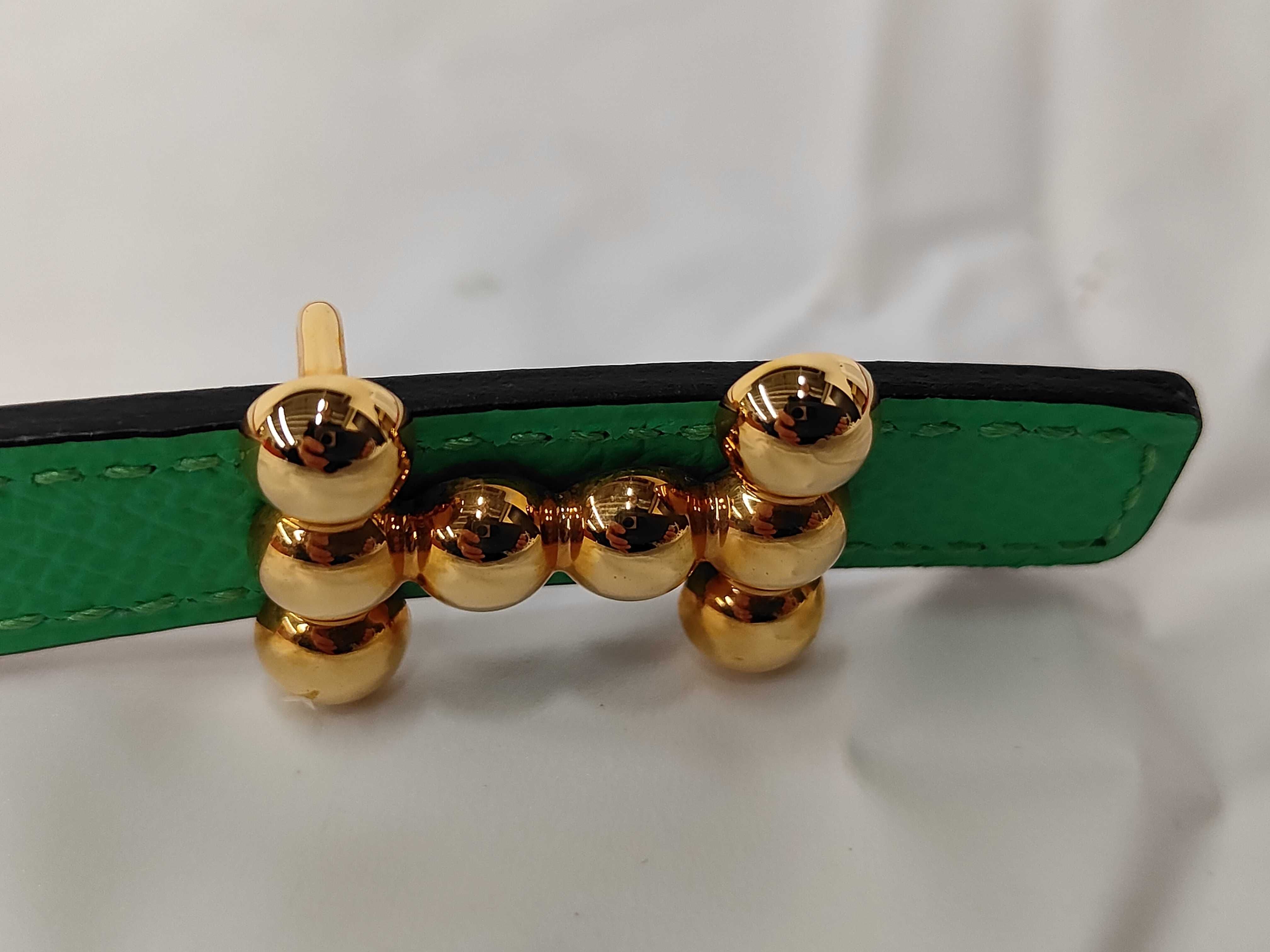 Pink Green Calfskin Reversible Belt (B Stamp) — view 2