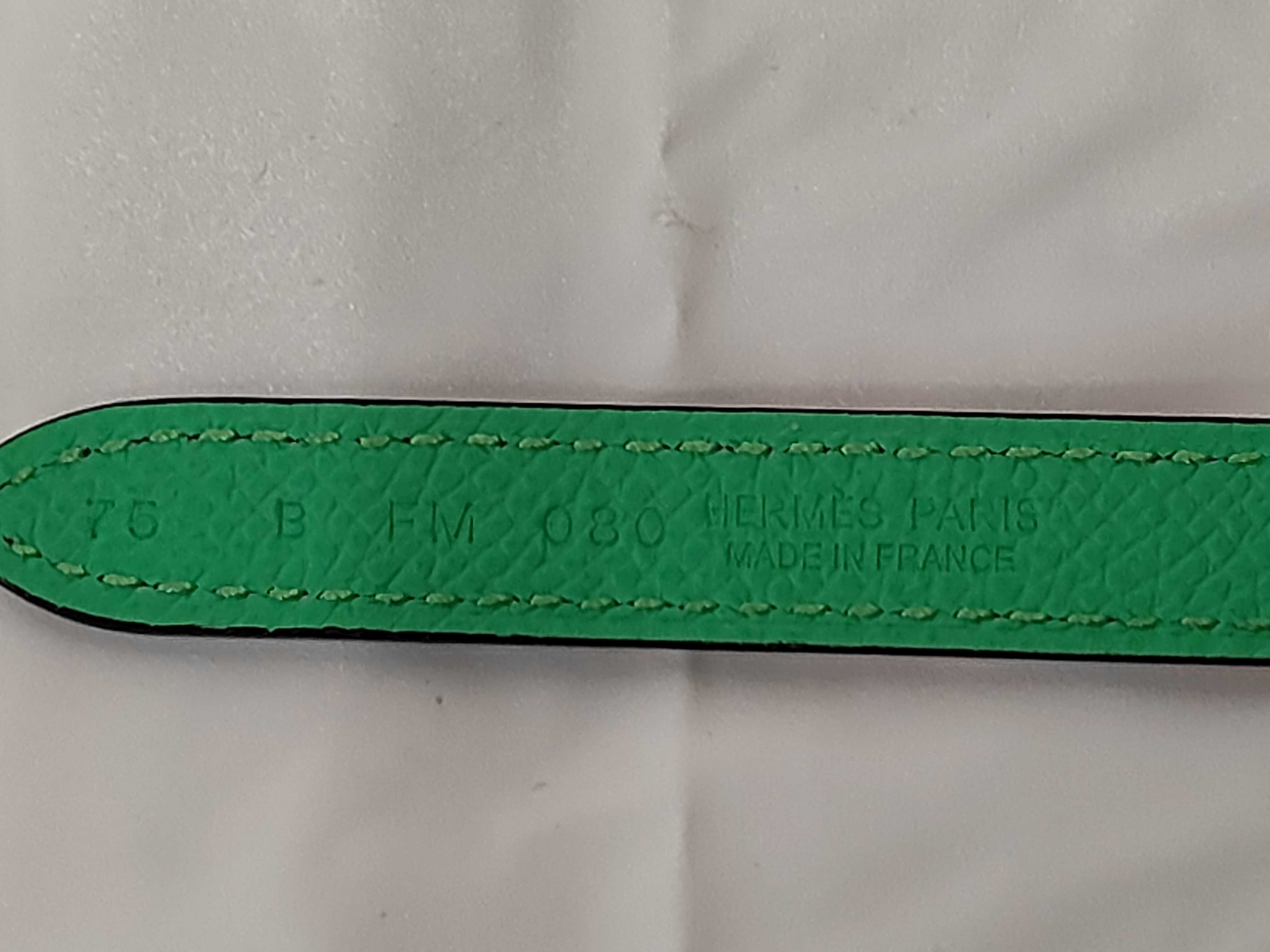 Pink Green Calfskin Reversible Belt (B Stamp) — view 5