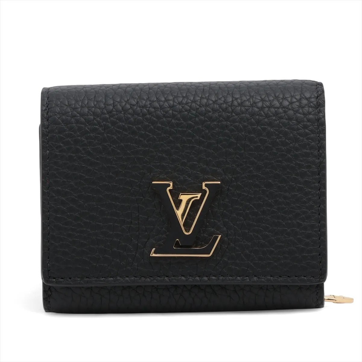 Taurillon Portefeuille Capucines Tiny M12149 Black Compact Wallet (RFID detected)
