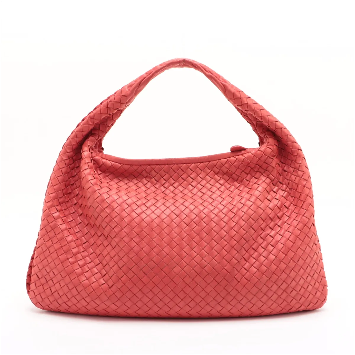 Intrecciato Hobo Leather Shoulder Bag, Red — view 2