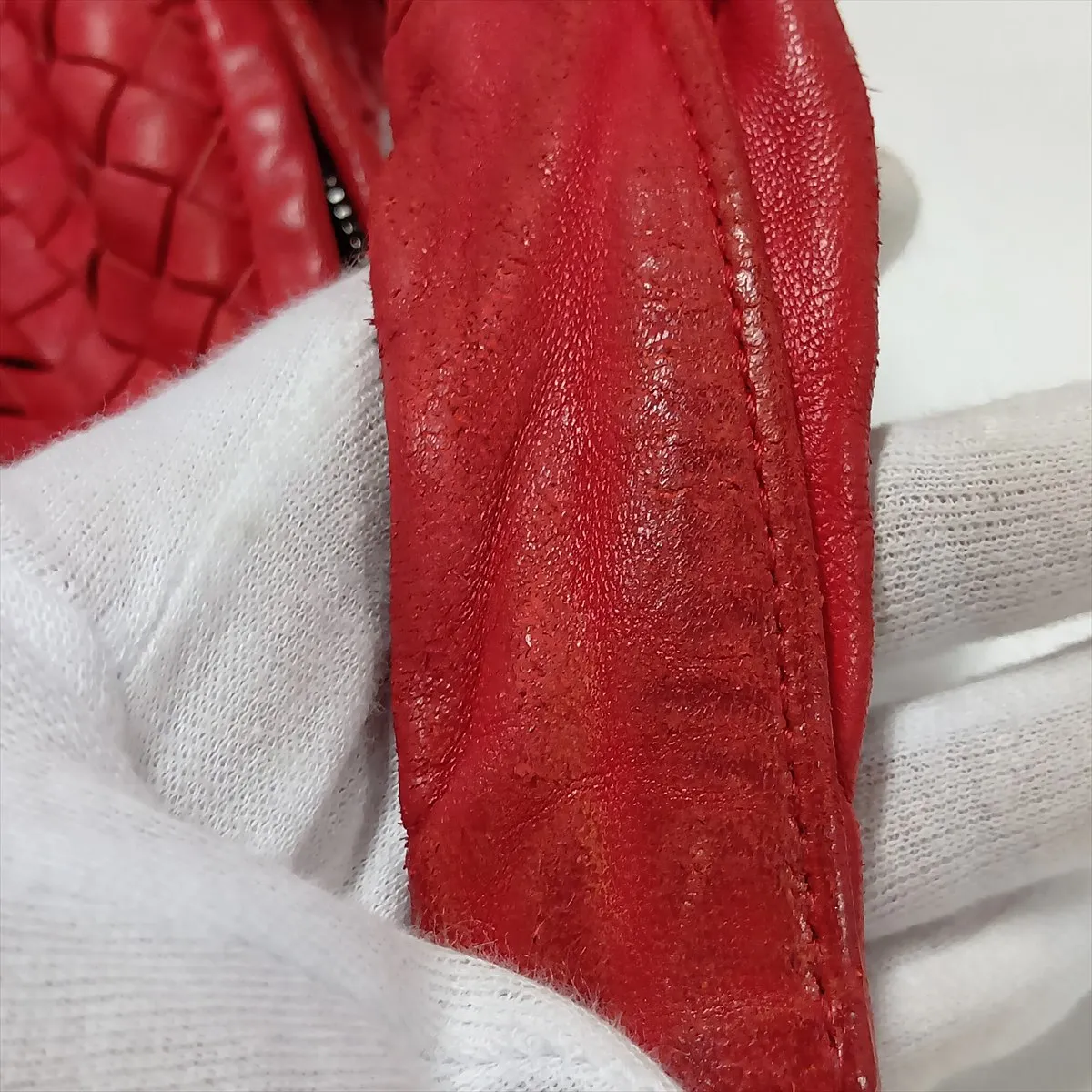 Intrecciato Hobo Leather Shoulder Bag, Red — view 14
