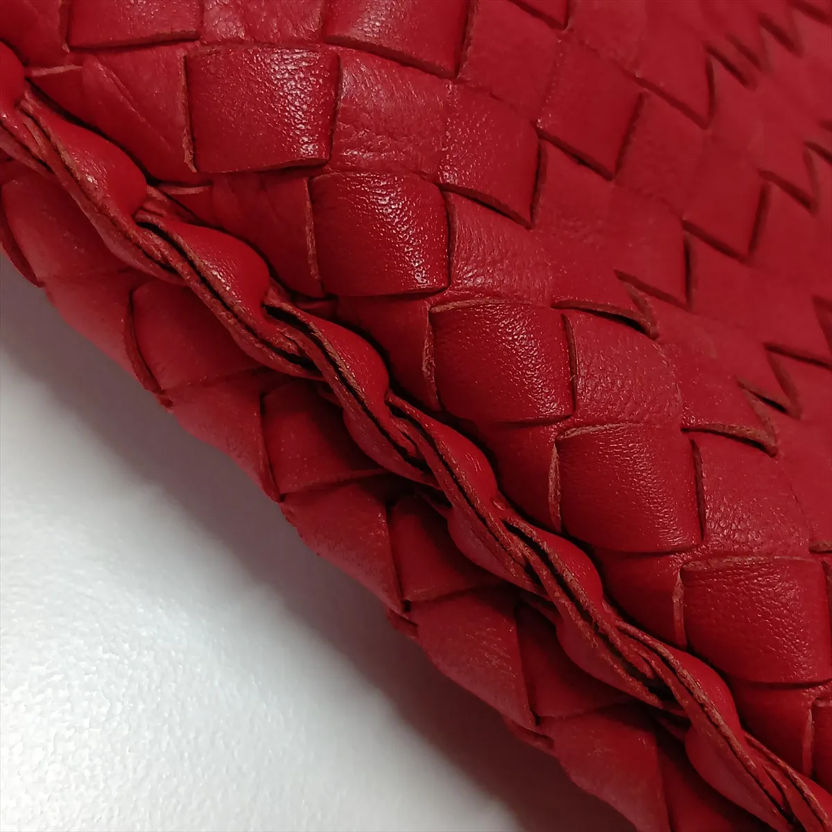 Intrecciato Hobo Leather Shoulder Bag, Red — view 15